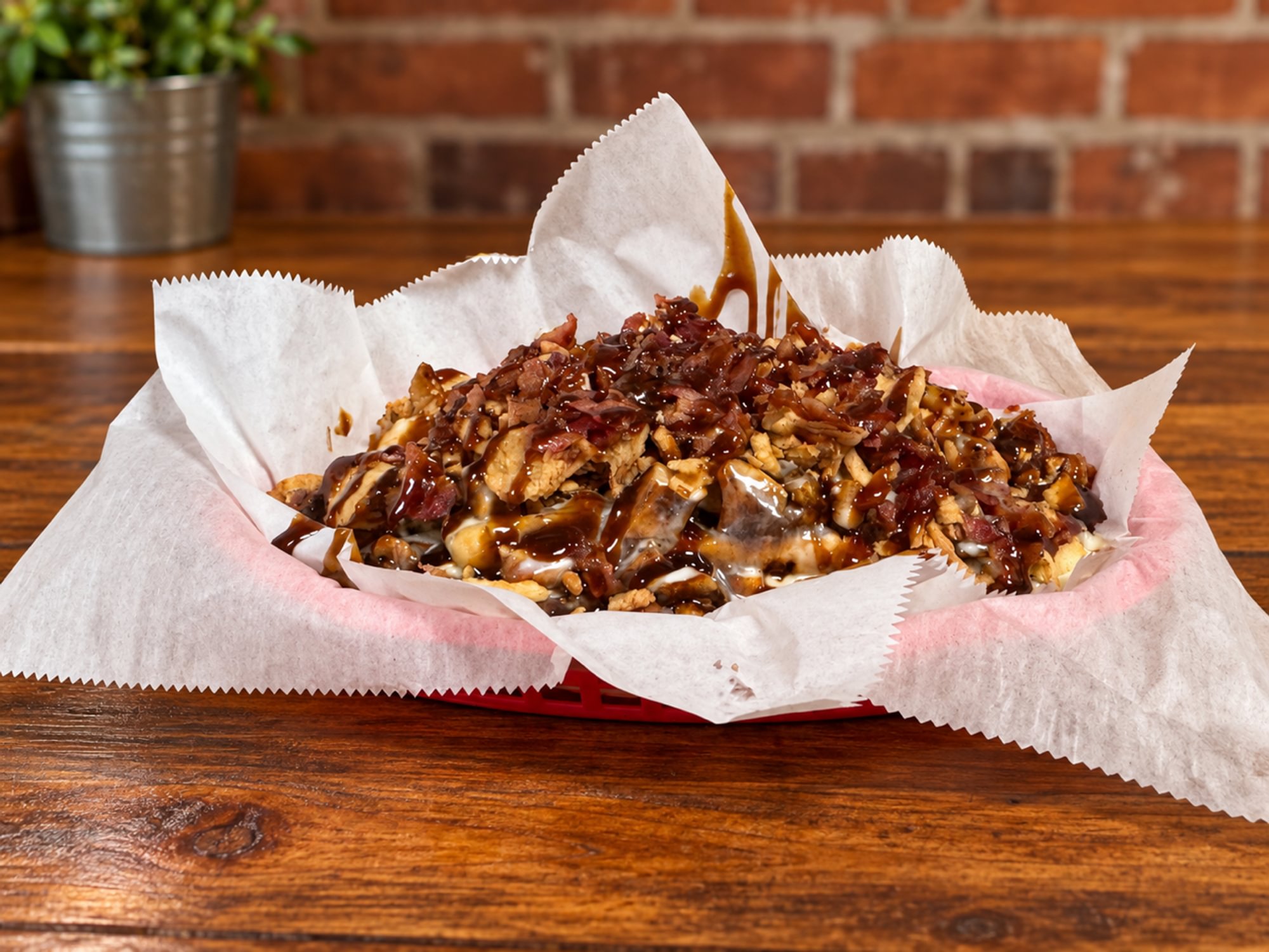 BBQ Chicken & Bacon Queso Fries