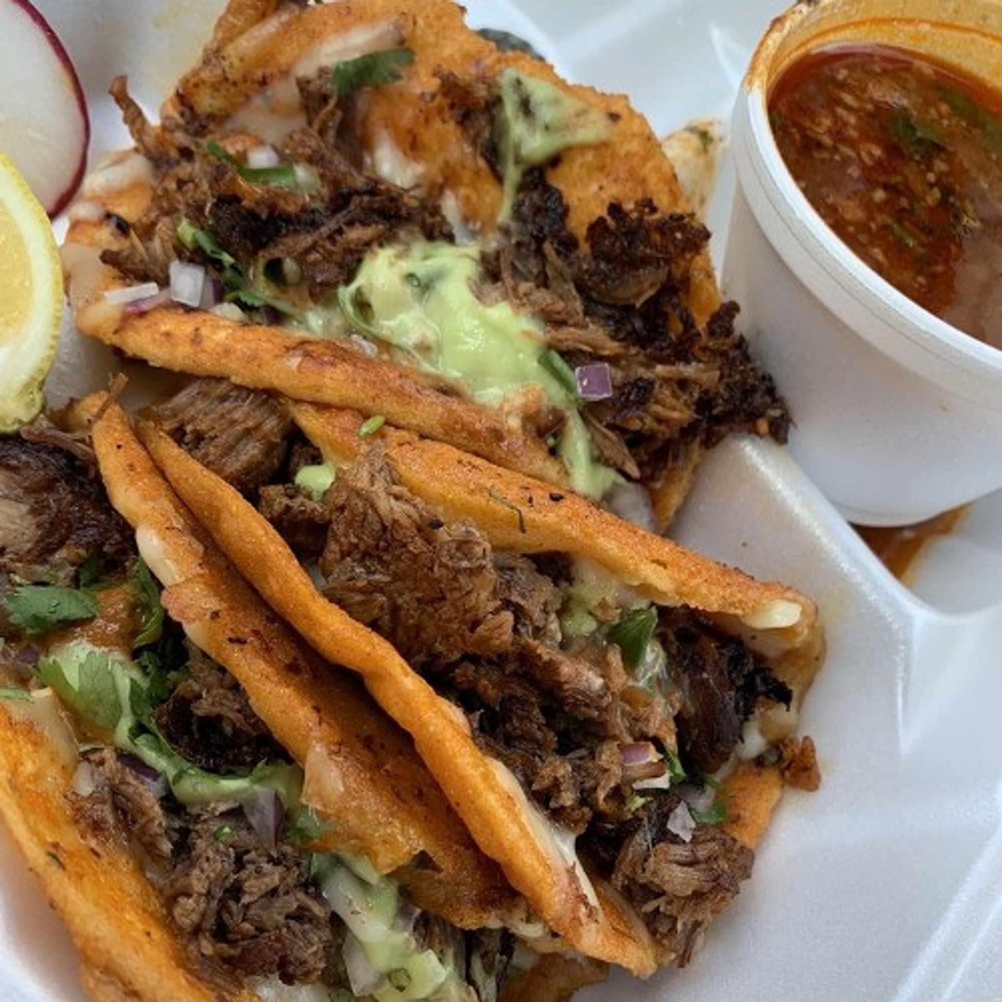 3 Birria Queso Tacos with Consume