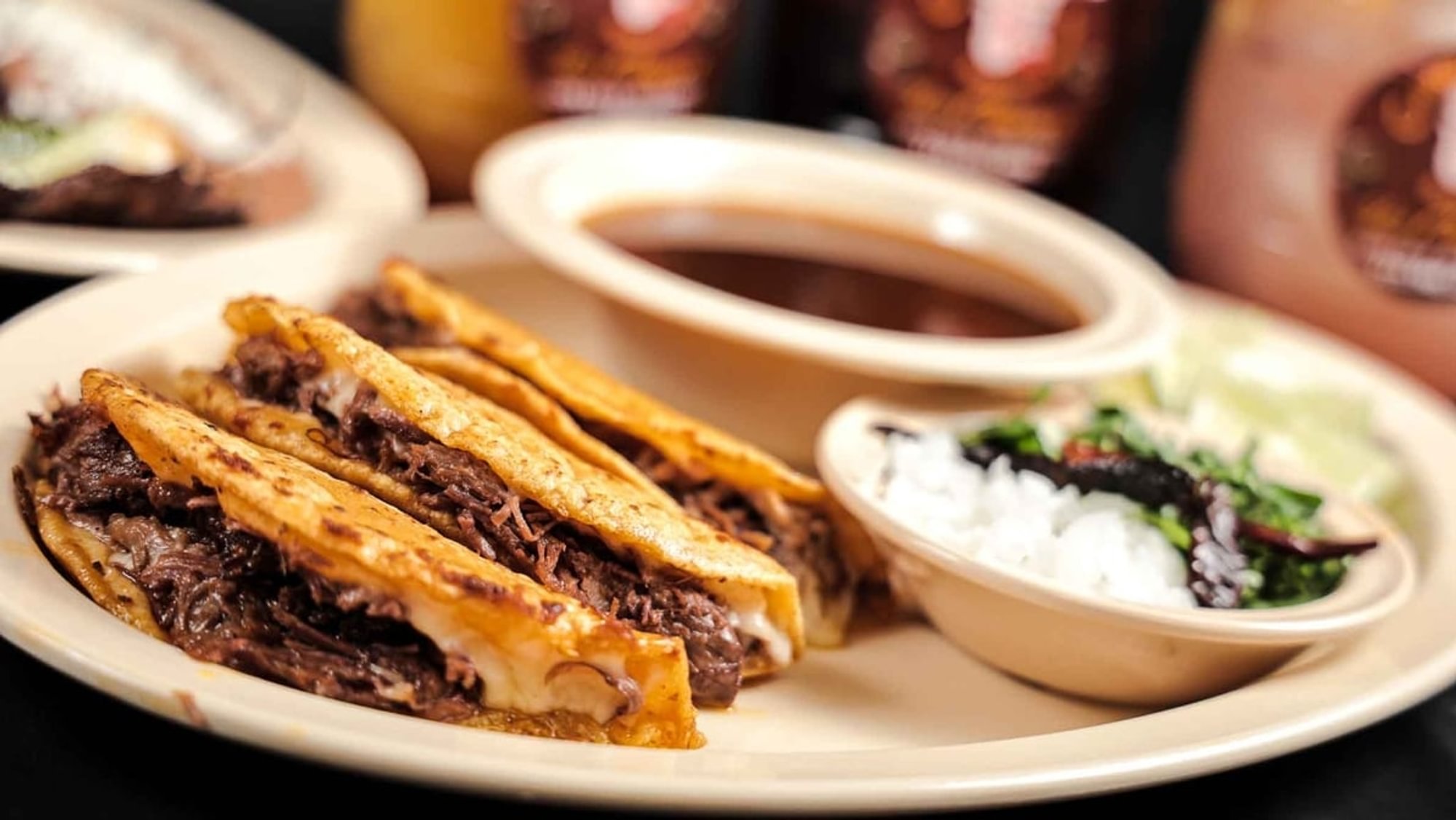 3 Quesabirrias Y Consomé / 3 Quesabirrias and Broth for Dip