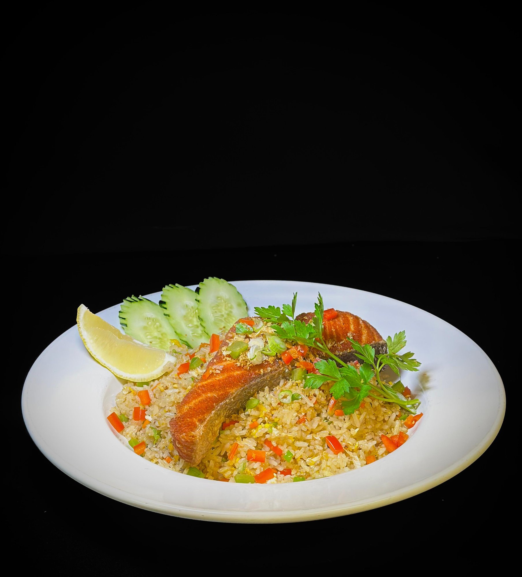 SALMON GARLIC FRIED RICE
