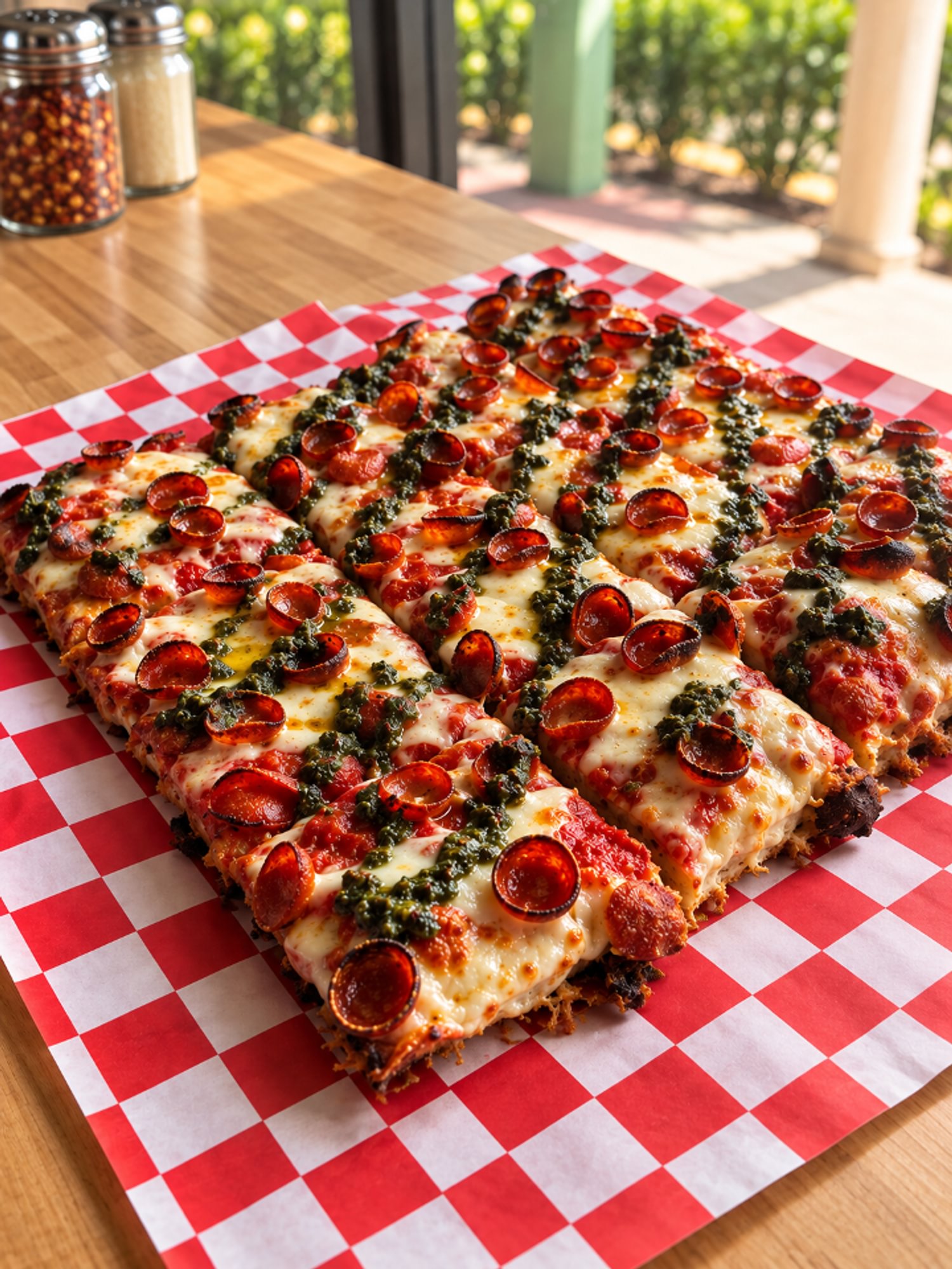 Pepperoni Pesto Pizza