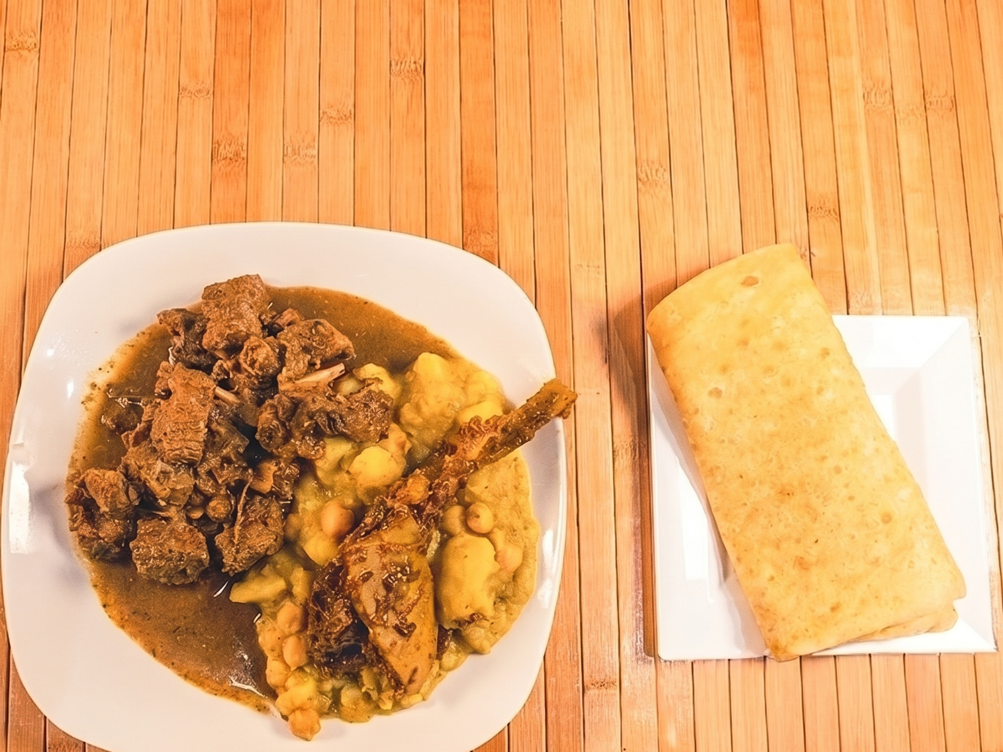 Curry Goat Roti Platter