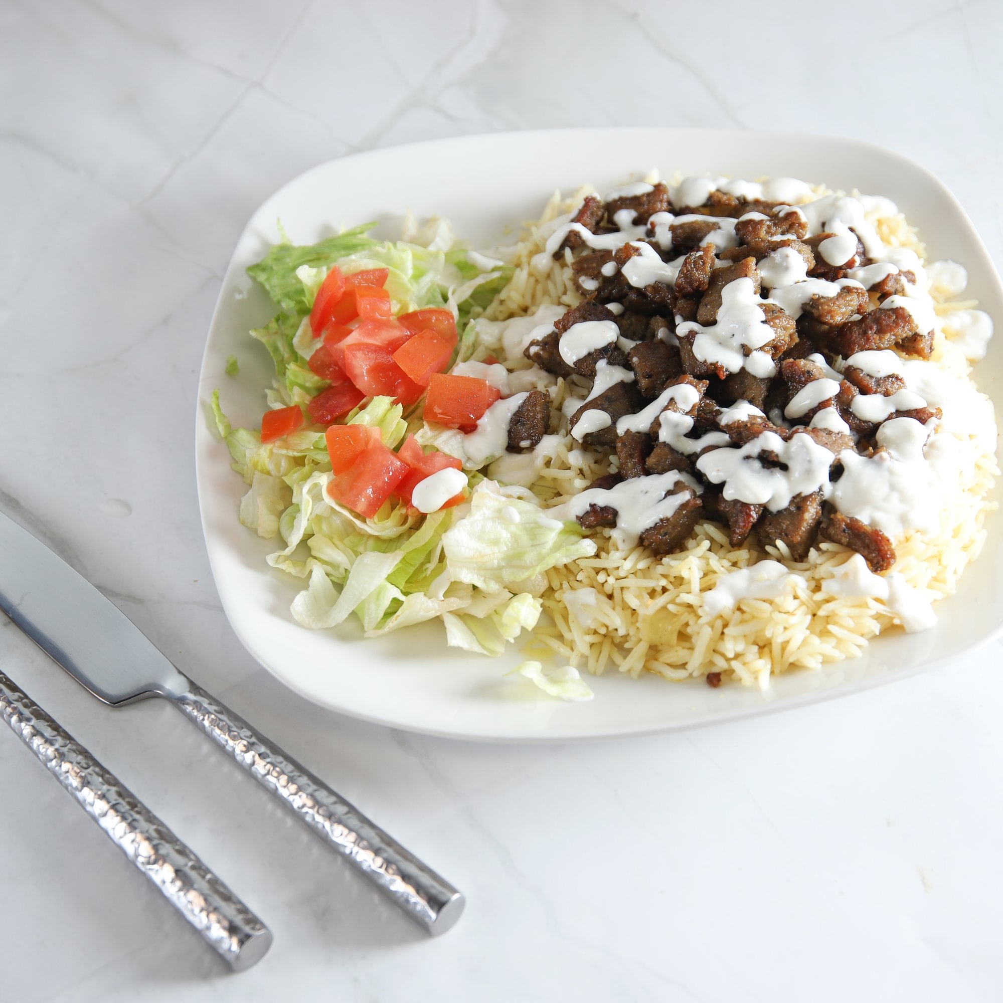 Philly steak over rice