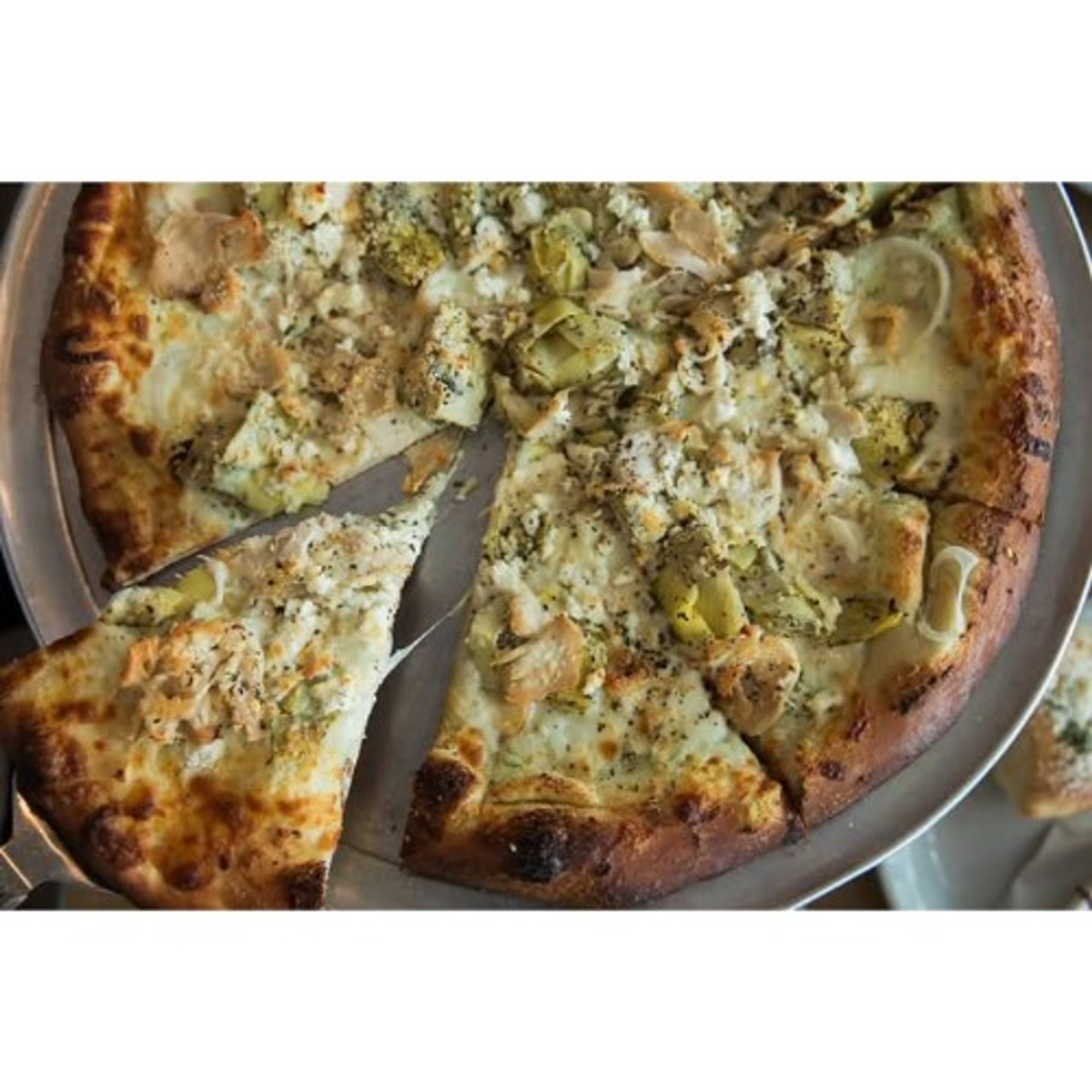 Our Famous Chicken & Artichoke Pizza & 1/2 & 1/2 Pizza