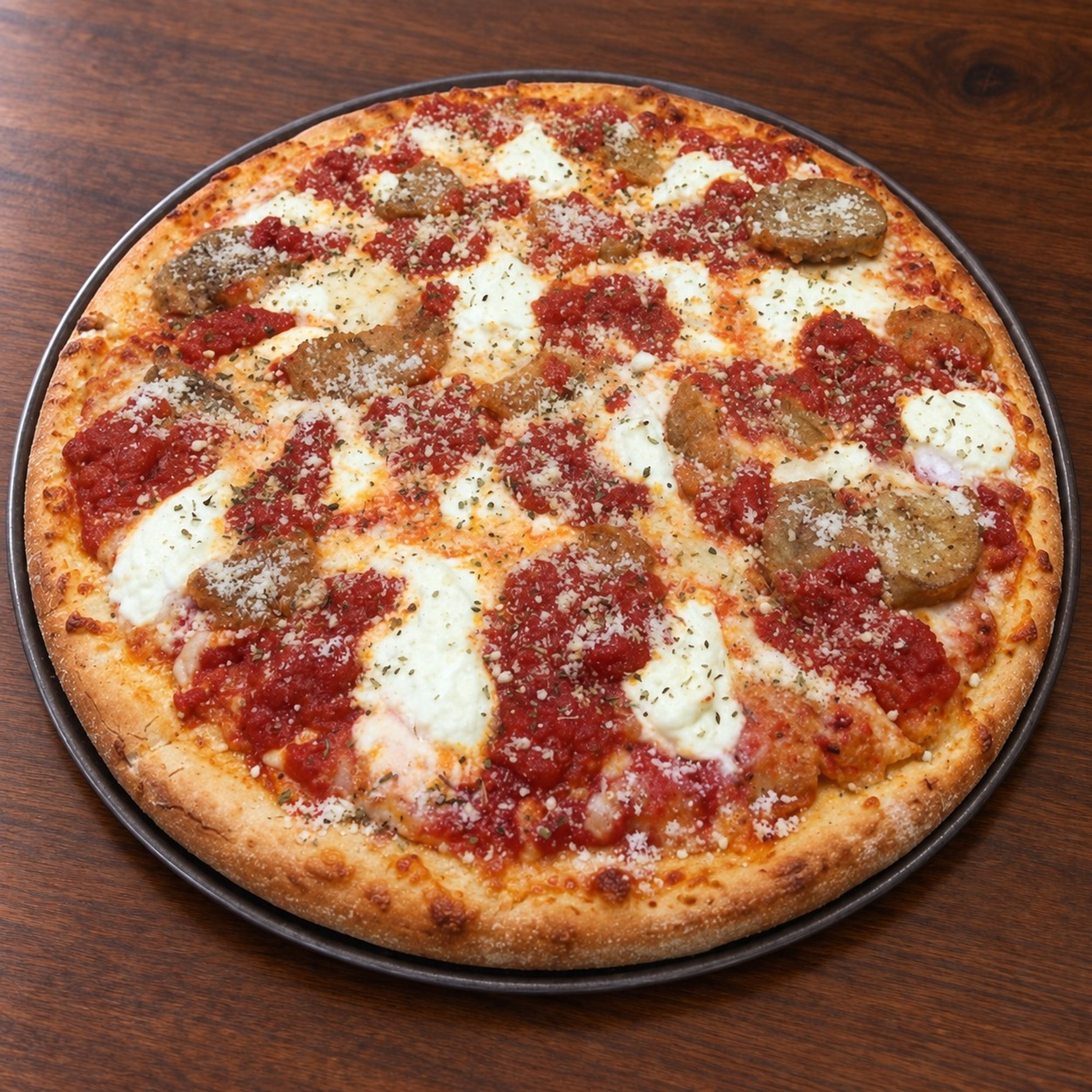 Eggplant parmigiana pizza