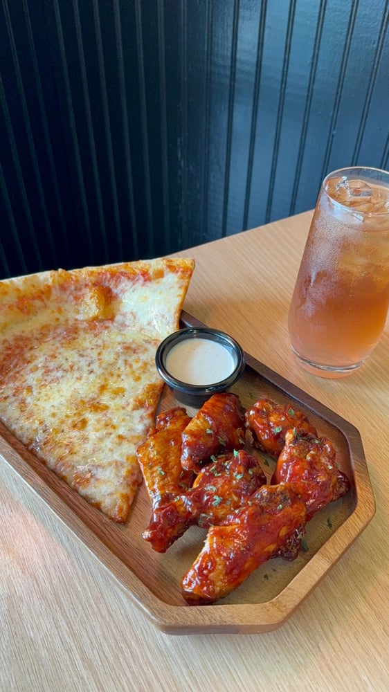1 CHEESE SLICE, 6 WINGS, & SM. DRINK