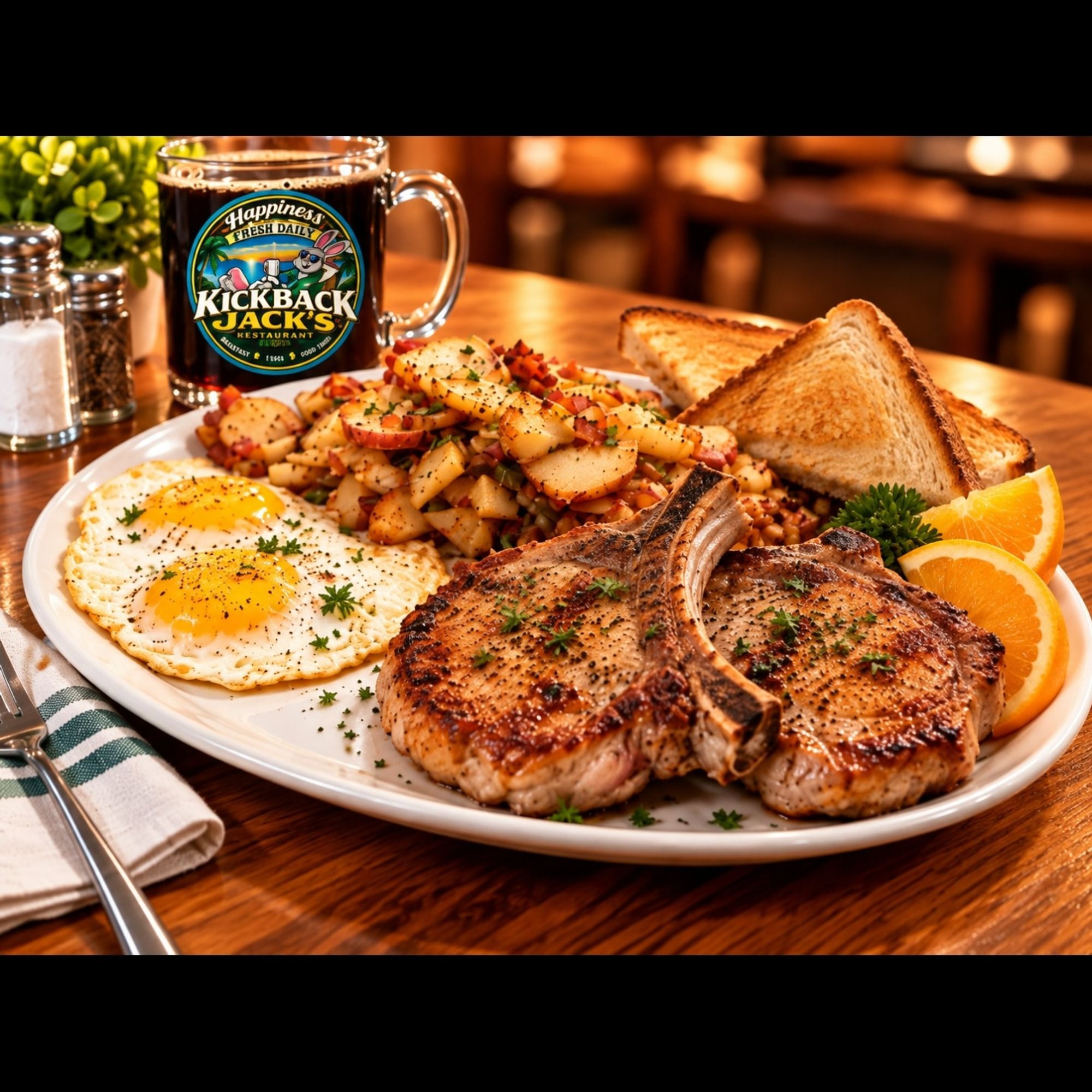 Center Cut Pork Chops and Eggs