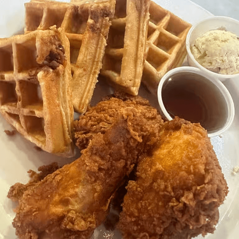 Southern fried chicken & waffles dinner
