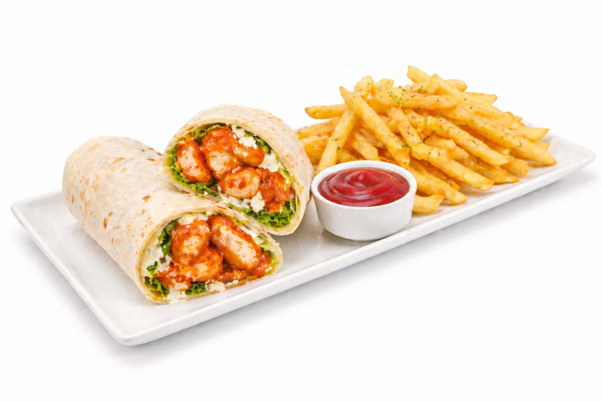 Buffalo Chicken Wrap + Fries