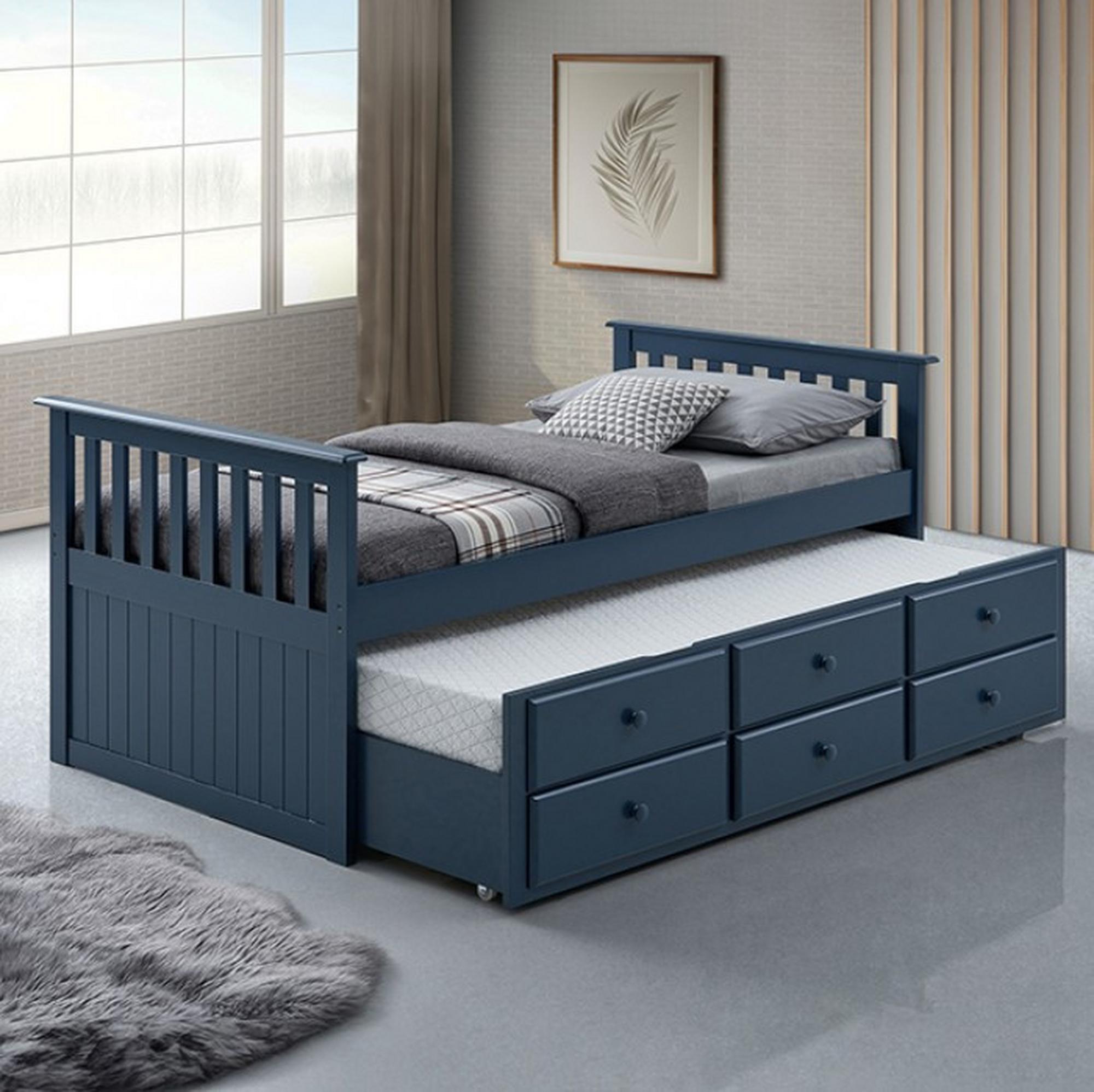 Clemens 4-Piece Kids Bed w/ Trundle - Blue
