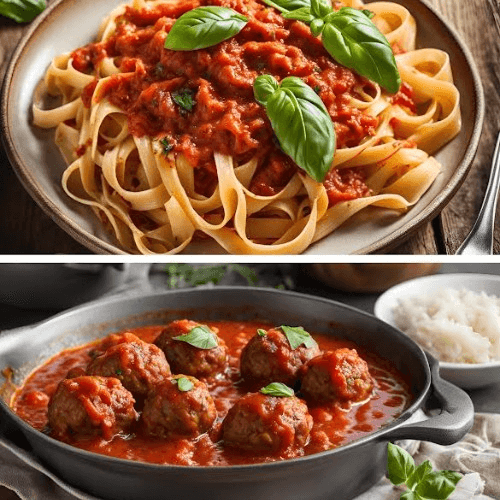 Special Combo : Fettucina tomato sauce and Meatbals