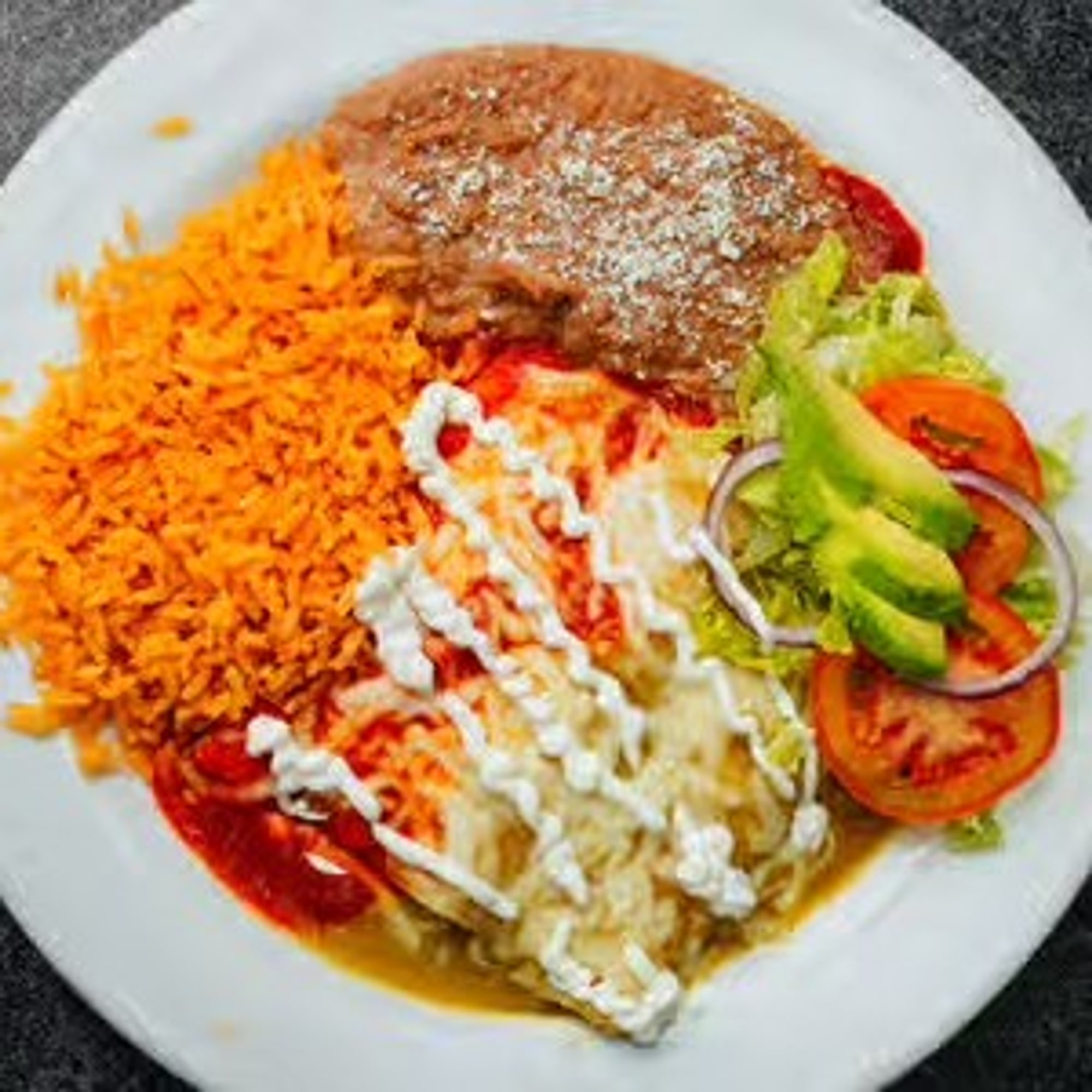 Enchiladas Rice & Beans