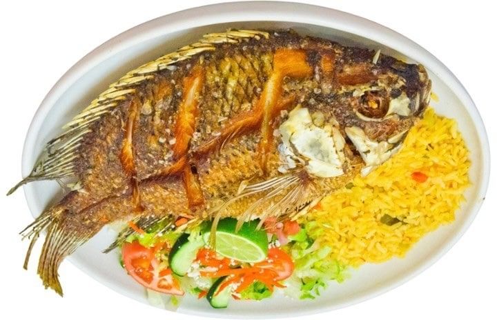 Mojarra Frita (Fried Tilapia Fish) Con Papas Fritas (Fries)