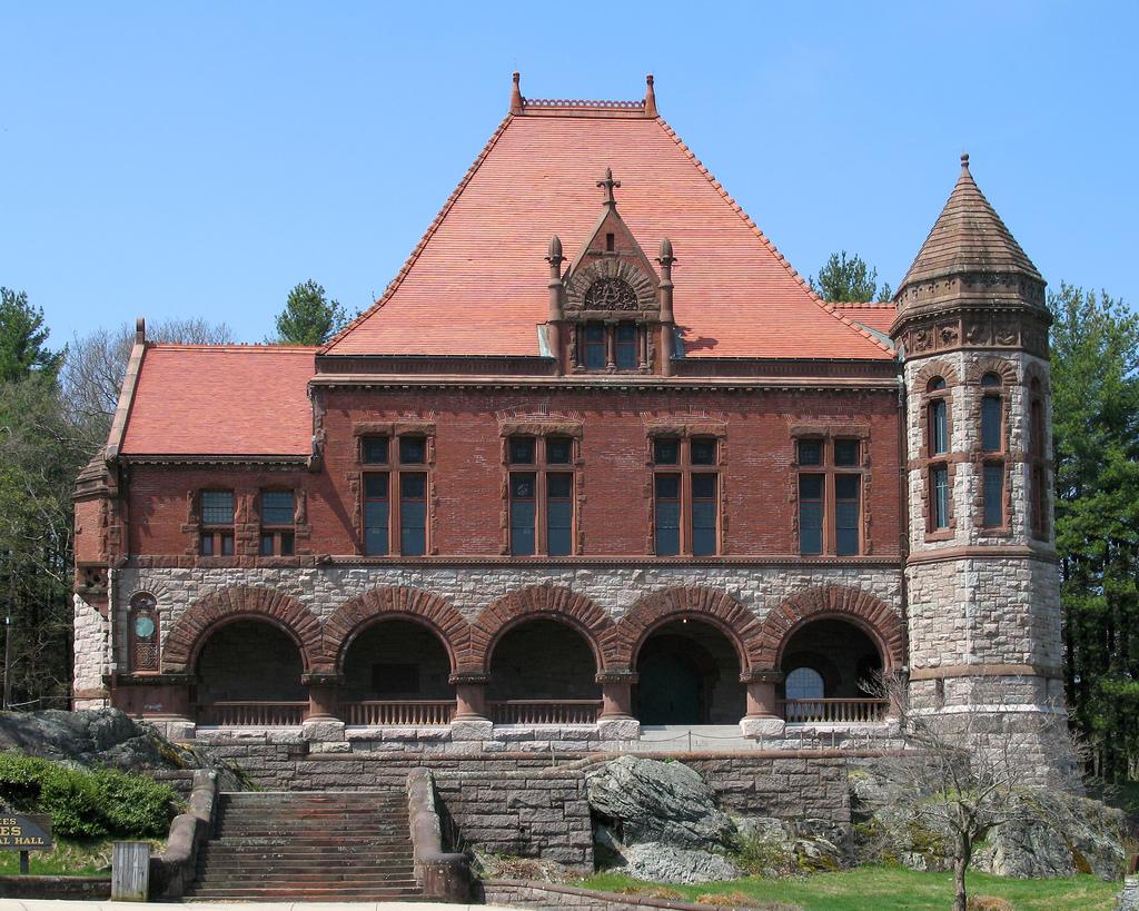 If you're looking for a truly unique and intimate setting for your event, we invite you to consider Oakes Ames Memorial Hall. Designed by world-renowned architect H.H. Richardson in the late 1800s, the Hall is a National Historic Landmark and a favorite of photographers. Approached by terraced steps set into natural surroundings designed by famed landscape architect F.L. Olmsted, the Hall is a dramatic presence in the village of North Easton. 