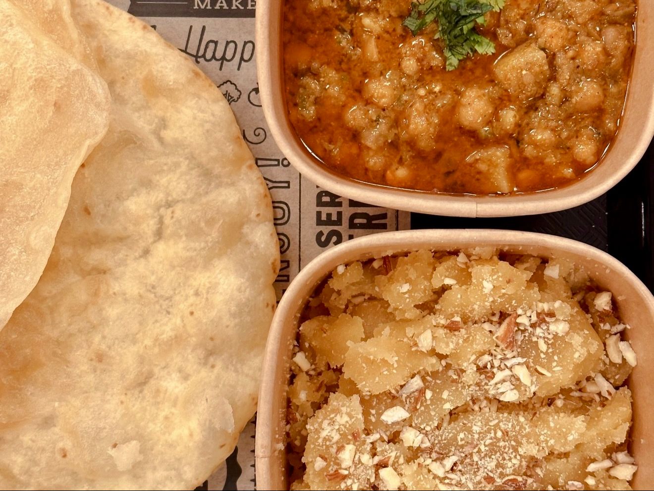 Halwa, Puri & Chole