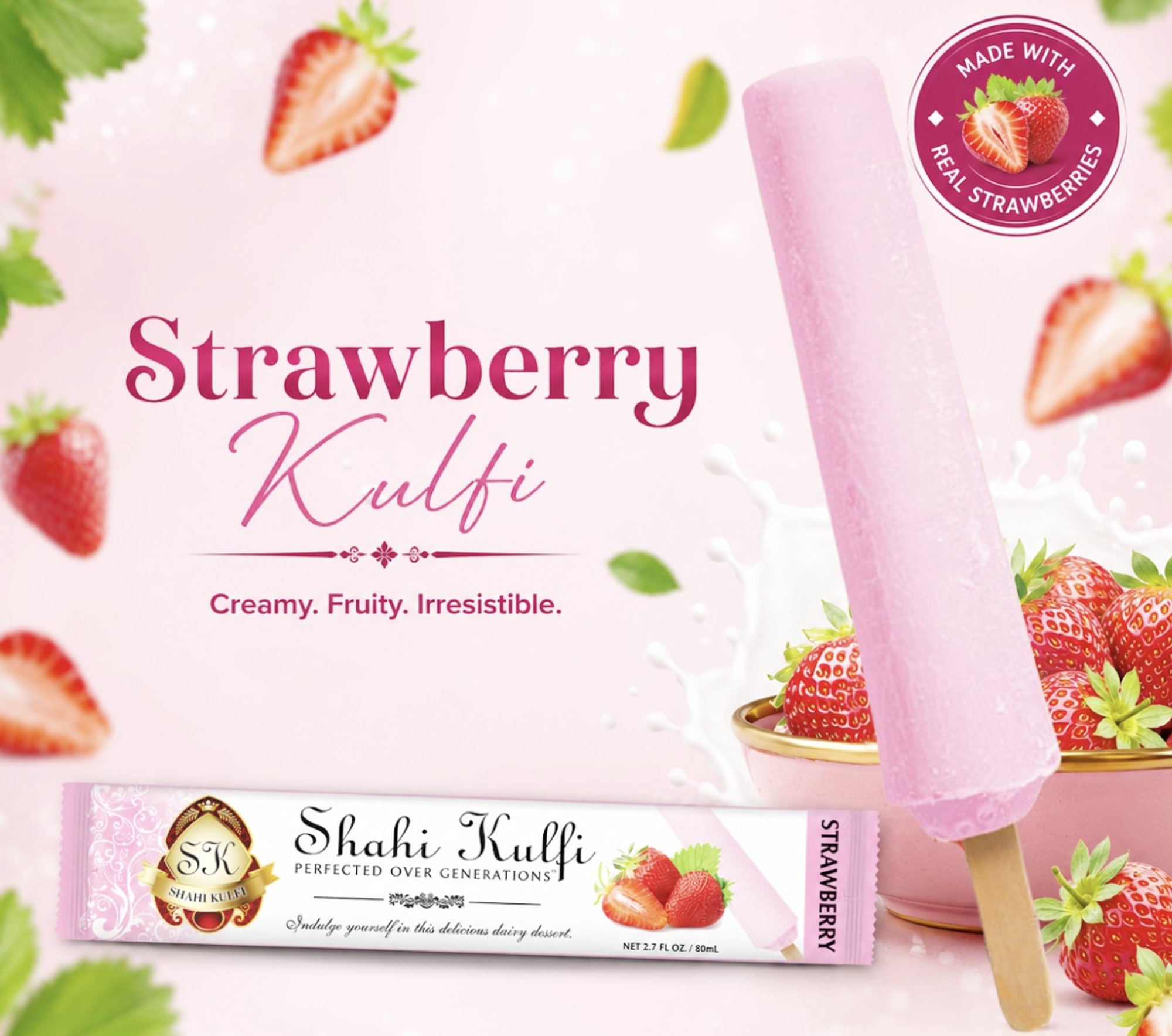 Shahi Strawberry Kulfi
