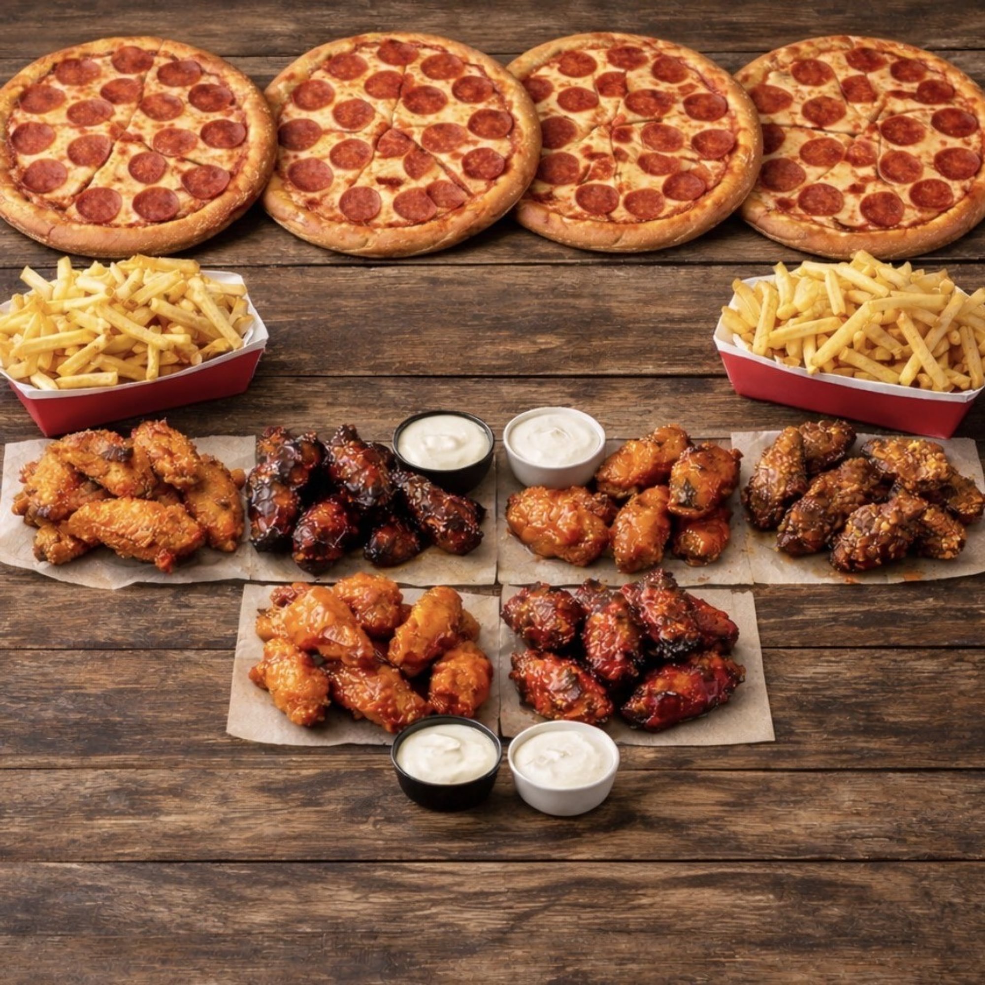 BIG PARTY Special #3 (4 Pizzas, 40wings,Fries)