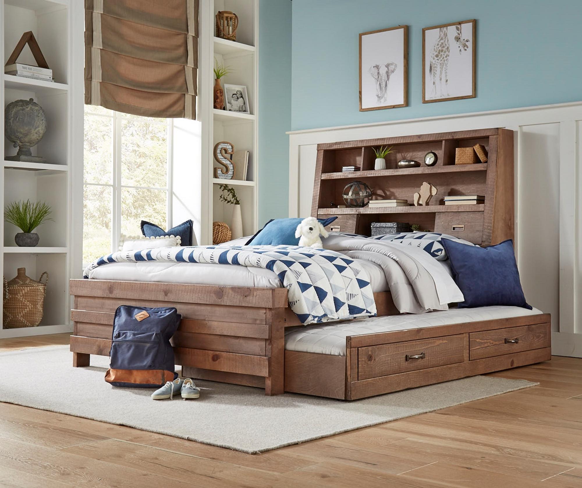 Full Montana Captain's Bed w/Mattress & Trundle 
