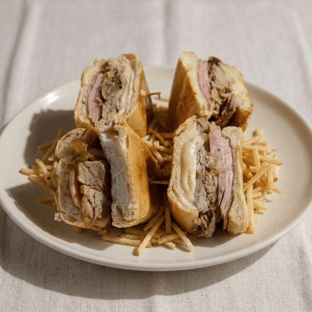 Cubano Especial, Jamon, Queso y Puerco Sandwich