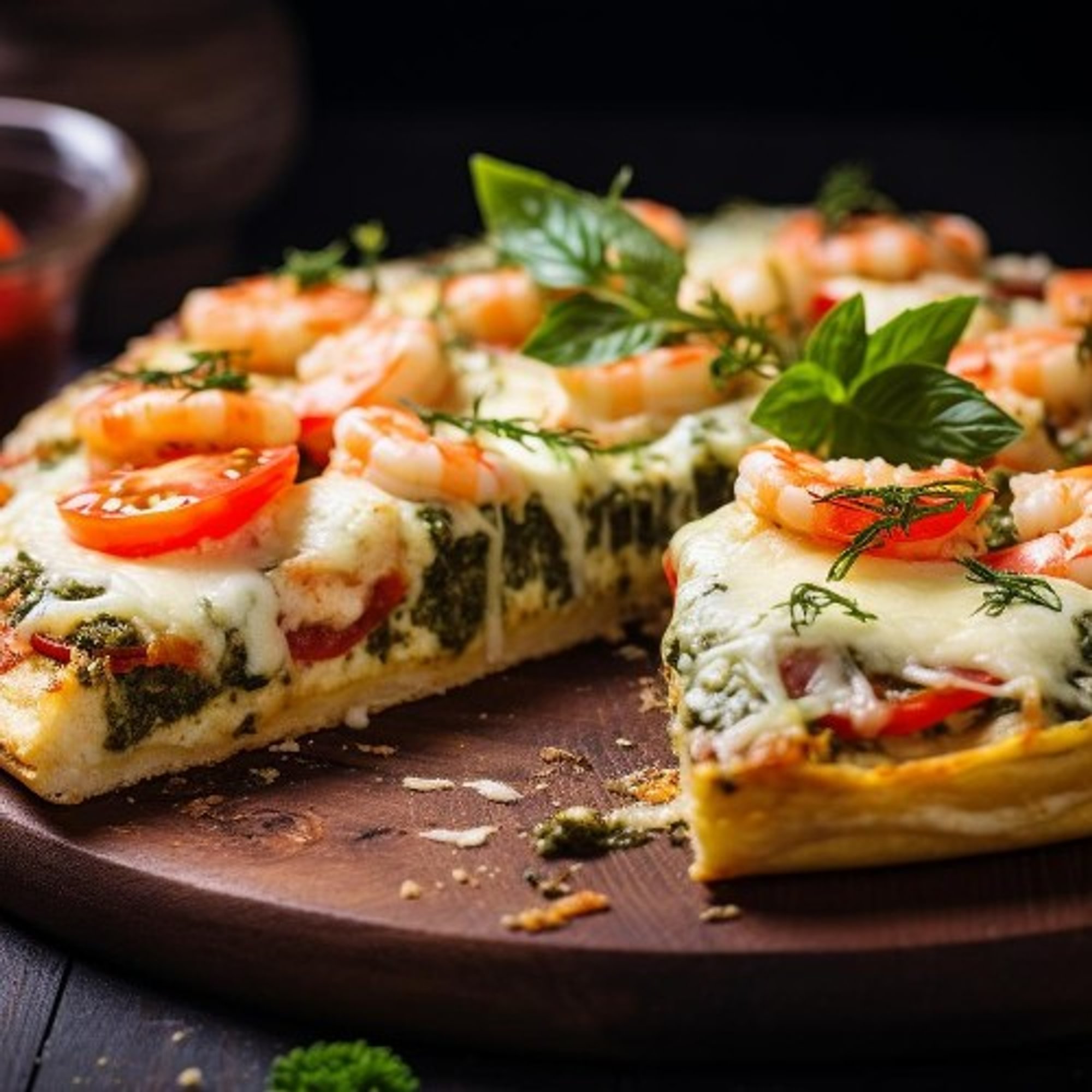 Pesto Shrimp Pizza