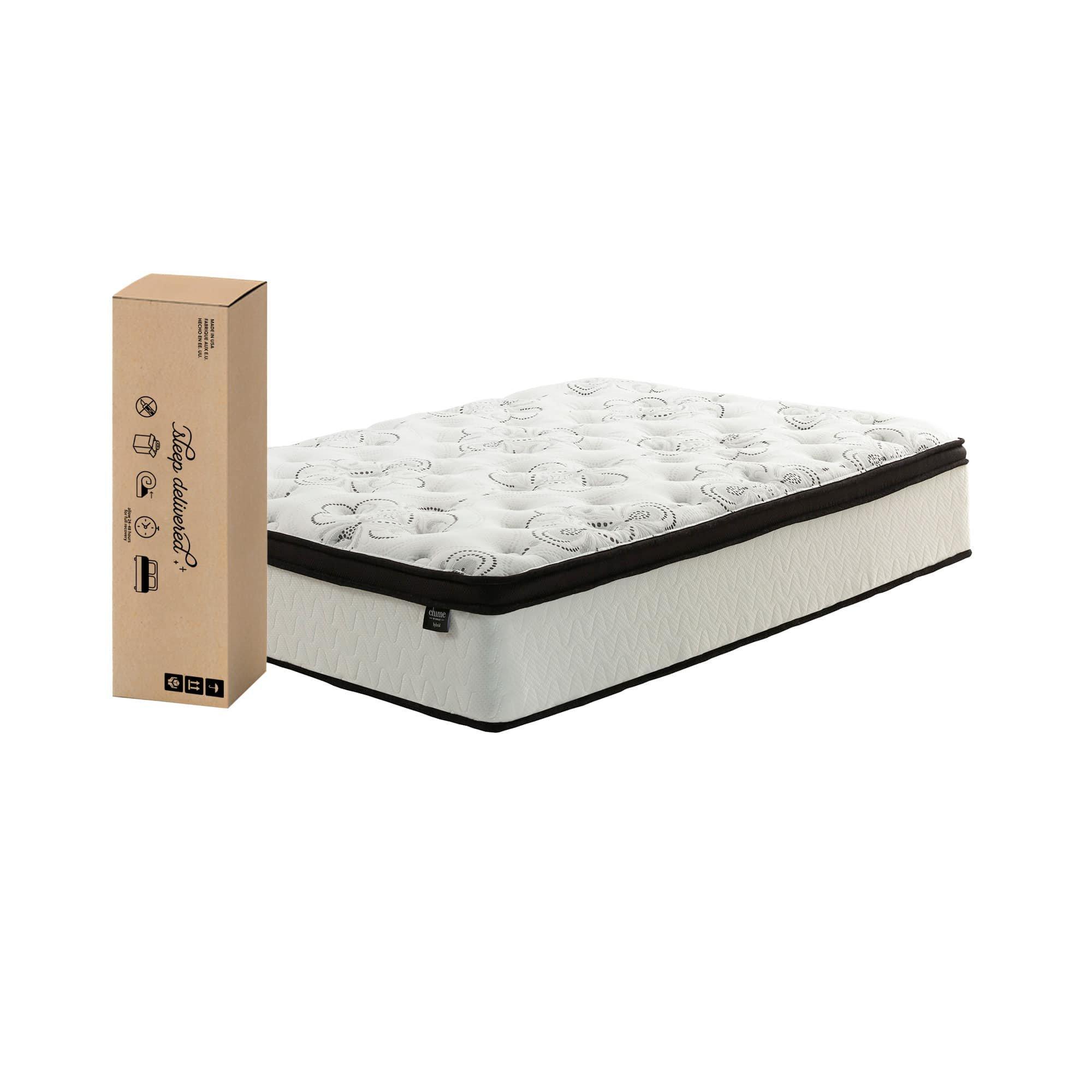 12" Euro Top Ultra Plush Full Hybrid Mattress in a Box with Platform Frame