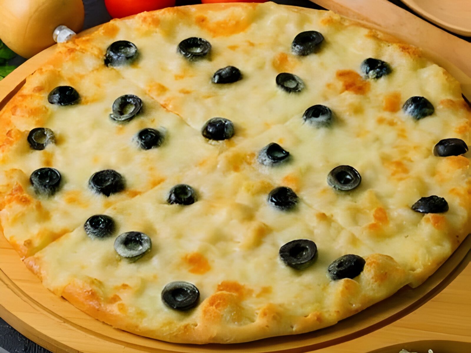 White Cheese with Black Olives - Flat Bread