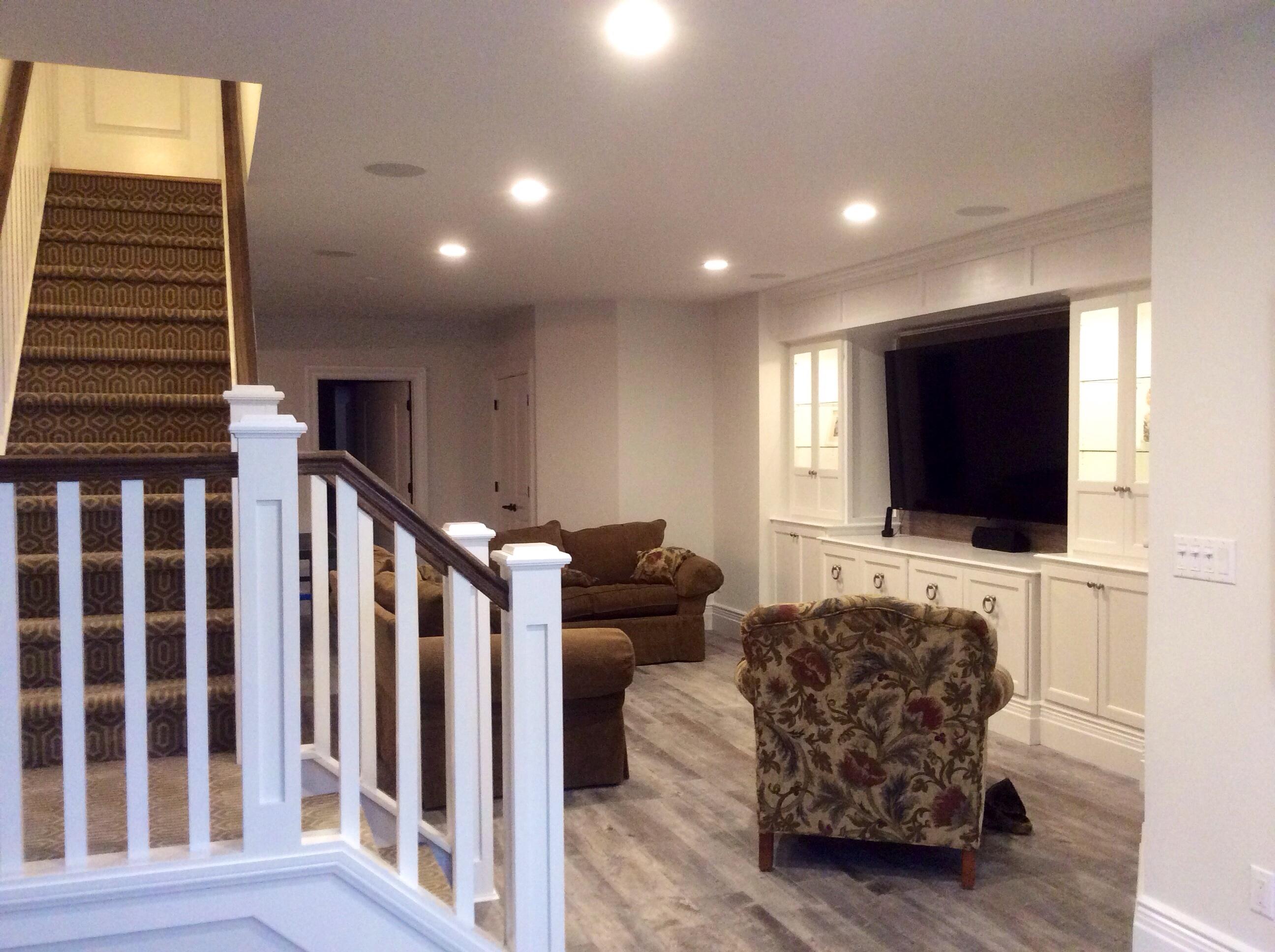 Complete finish basement include custom built in and cabinetry 