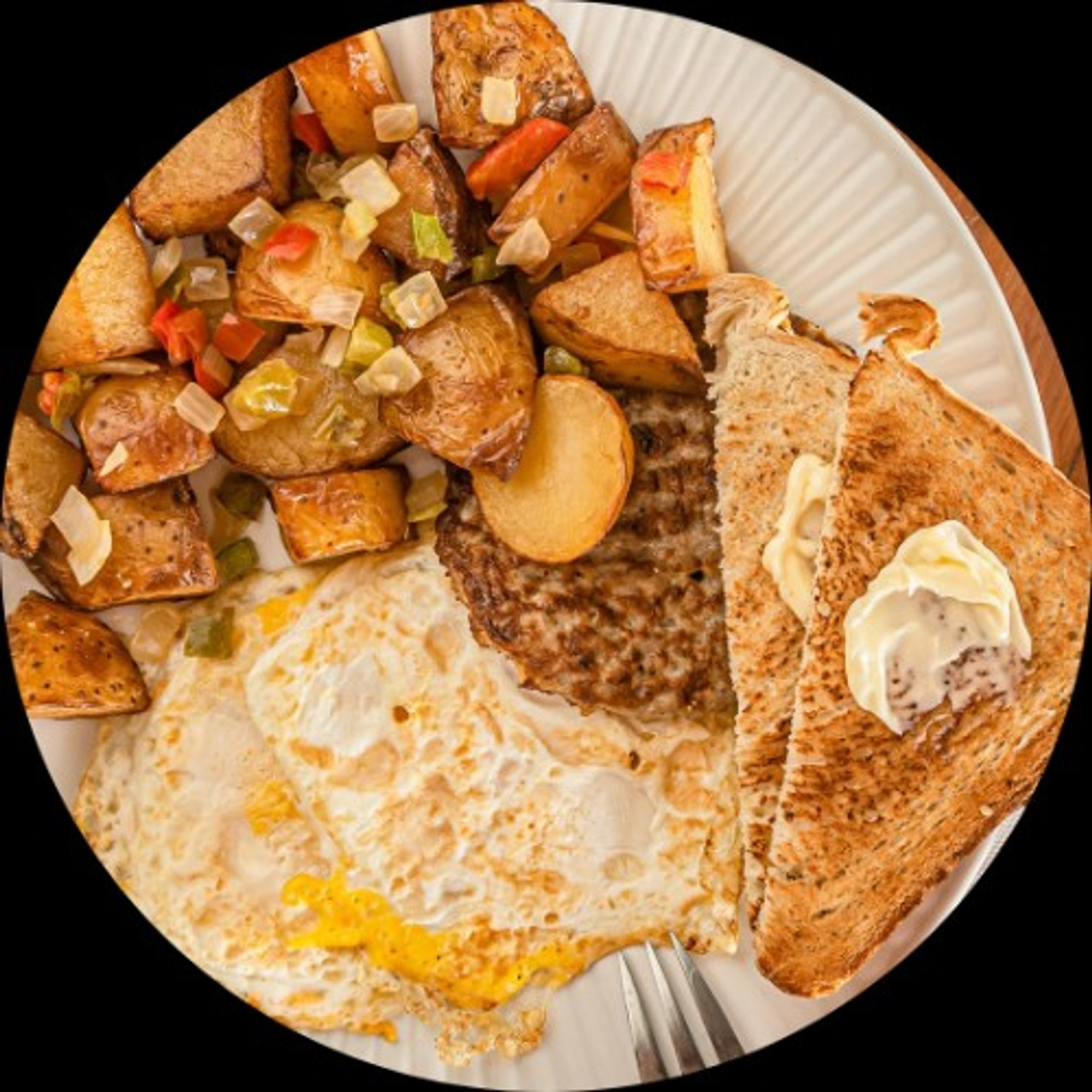 2 Eggs, Breakfast Meat & 2 Sides