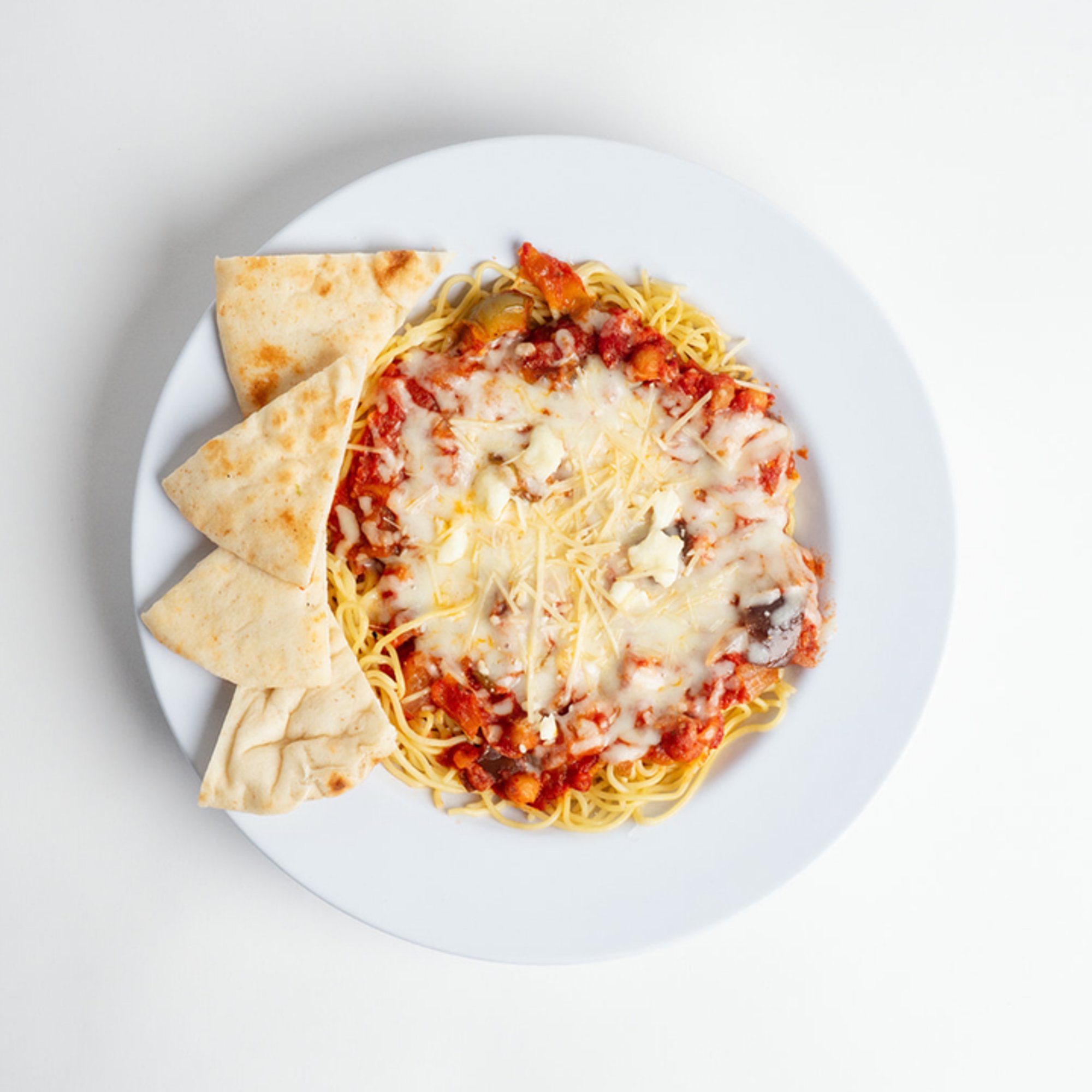 Baked Spaghetti w/Lebanese Moussaka