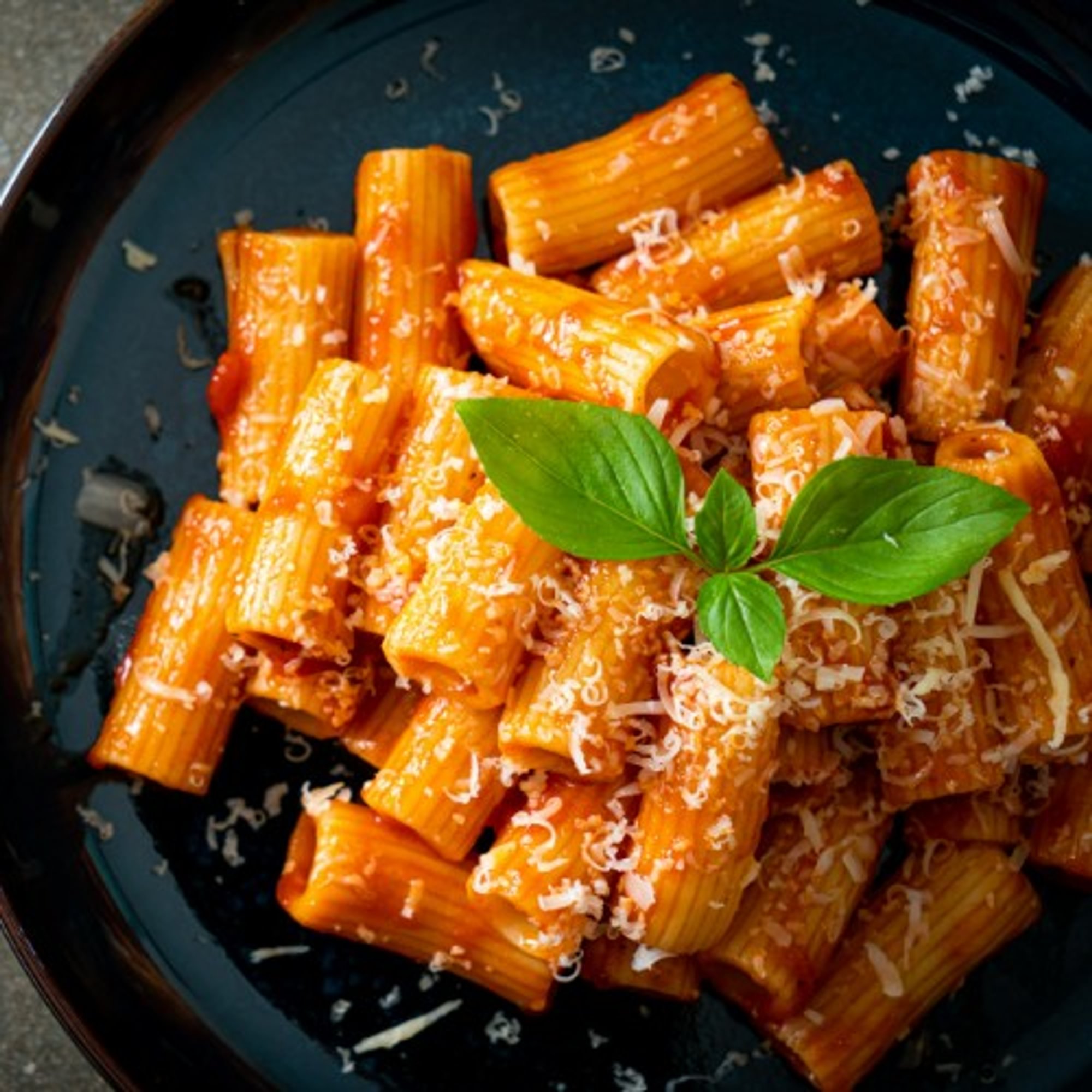 Rigatoni with Meat Sauce and Melted Cheese or Marinara