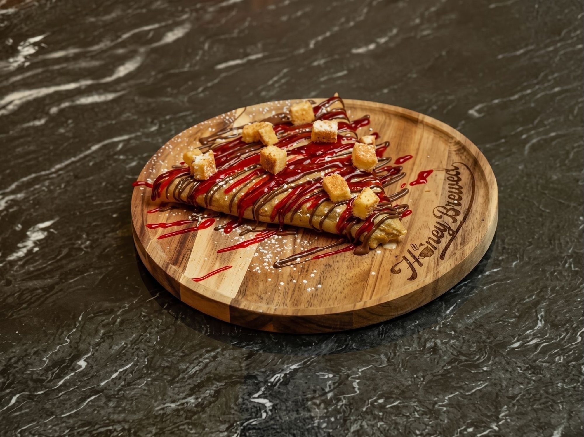 Cheesecake Bites with Strawberries (Nutella) Crepe
