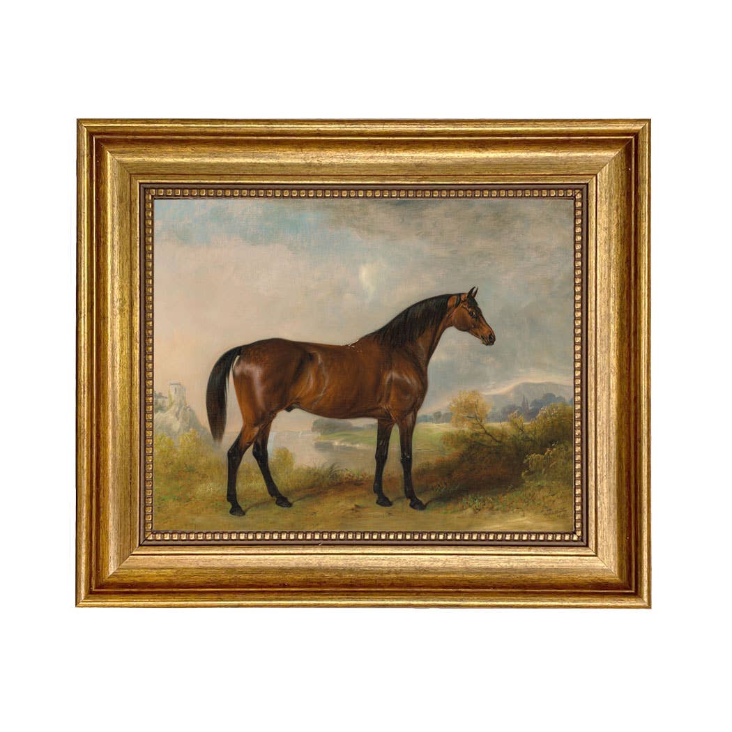 A Bay Hunter Framed Oil Painting Print on Canvas: 8" x 10"