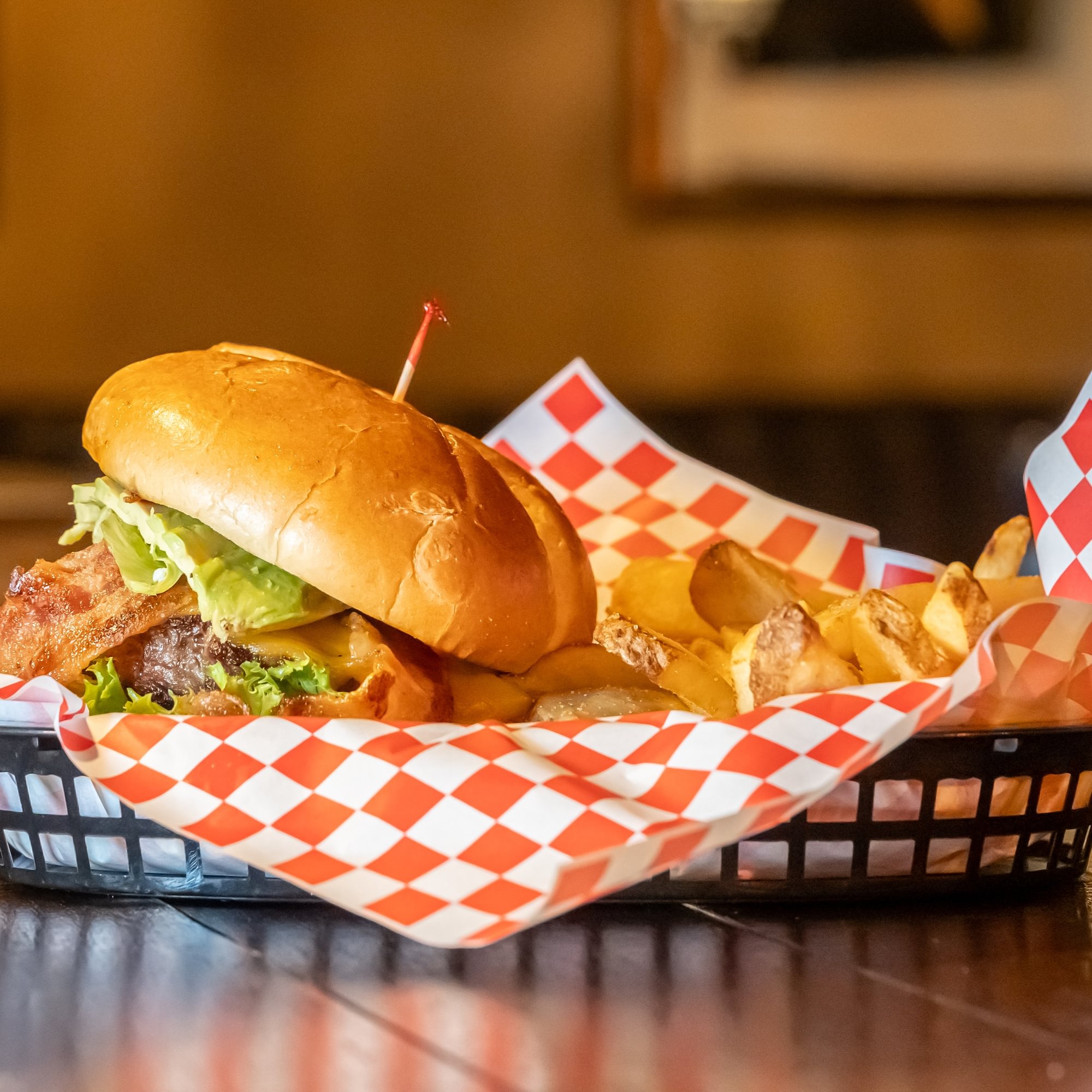 Bacon Avocado Burger W/fries or salad