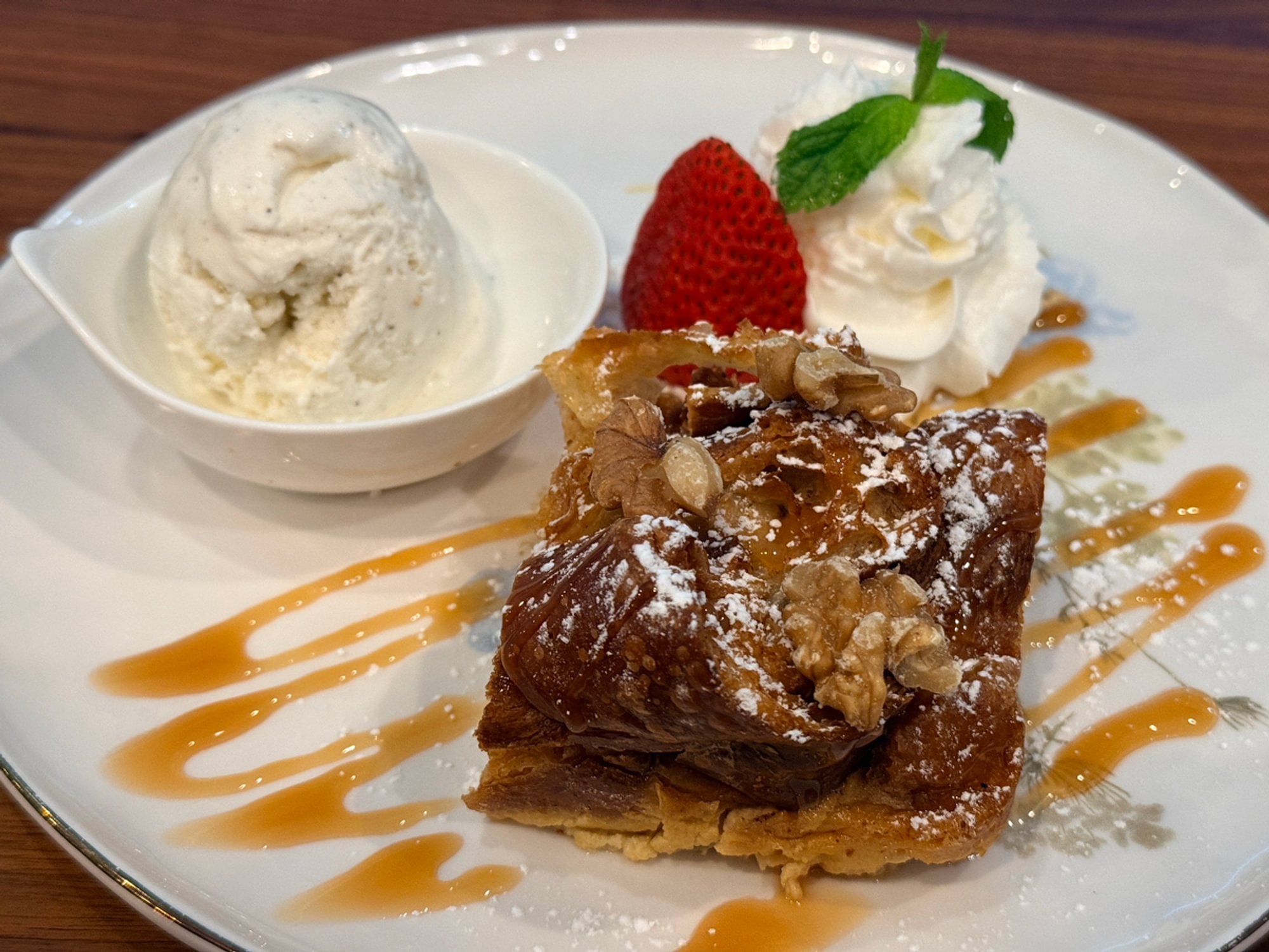House Made Croissant Pudding with Ice Cream