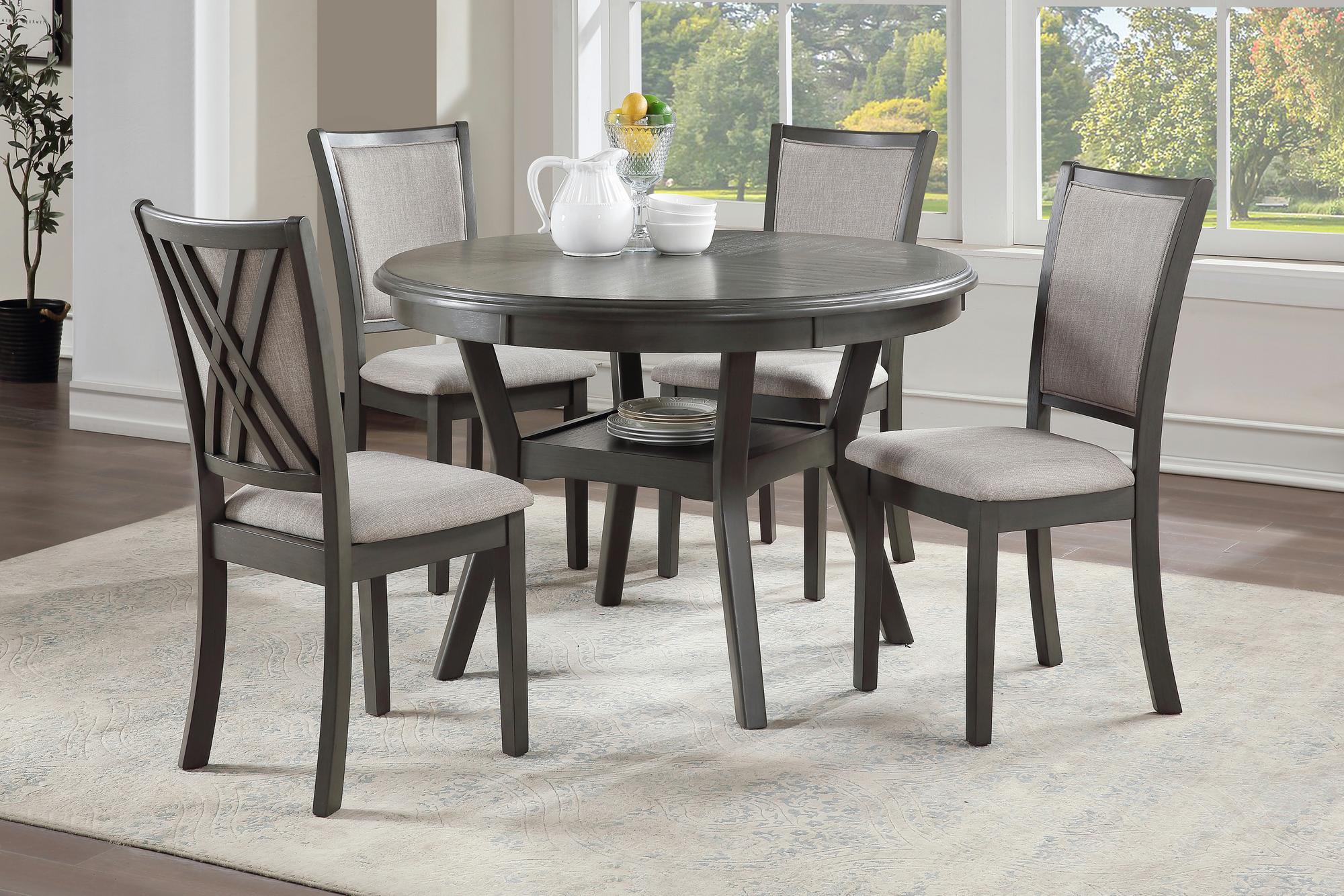 Amy 5-Piece Dining Set w/ Table & 4 Chairs - Gray