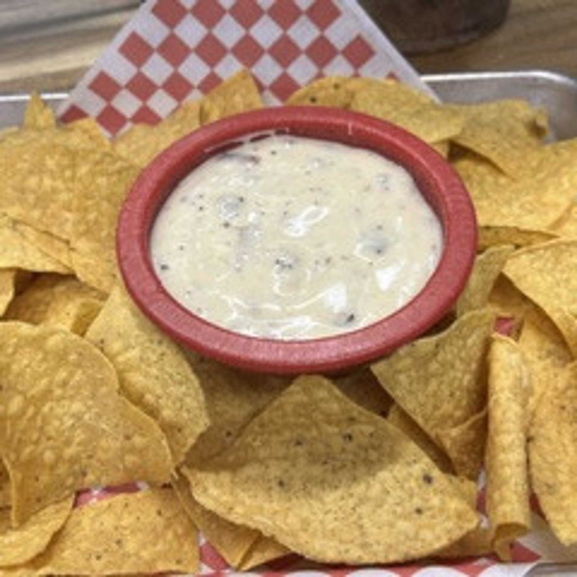 Brisket Queso Dip with Tortilla Chips
