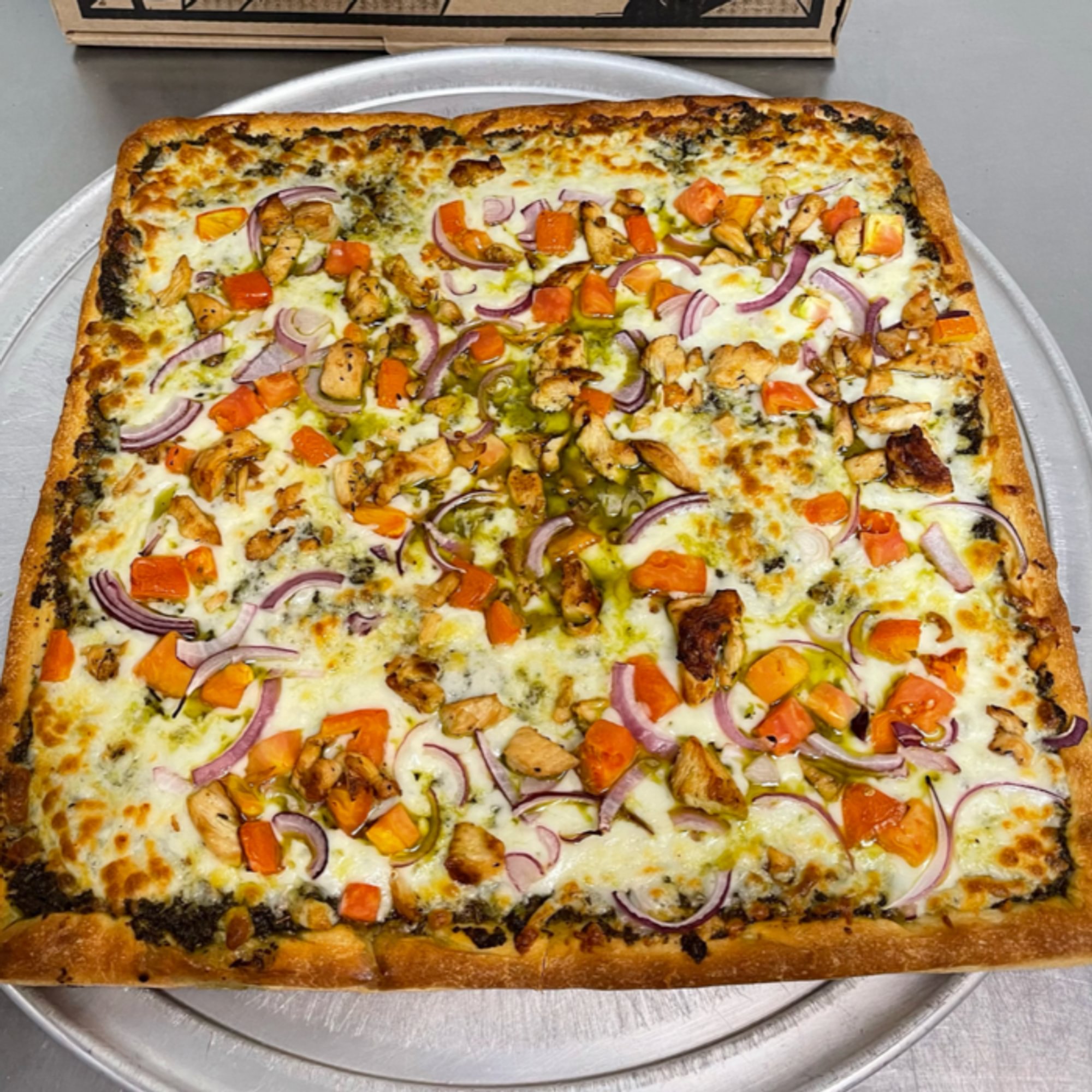 Sicilian Chicken Pesto Pizza