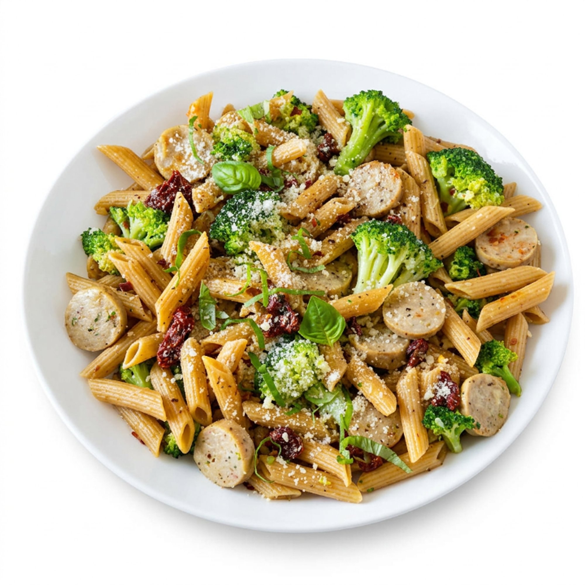 Sausage, broccoli, onion, garlic, oil pasta