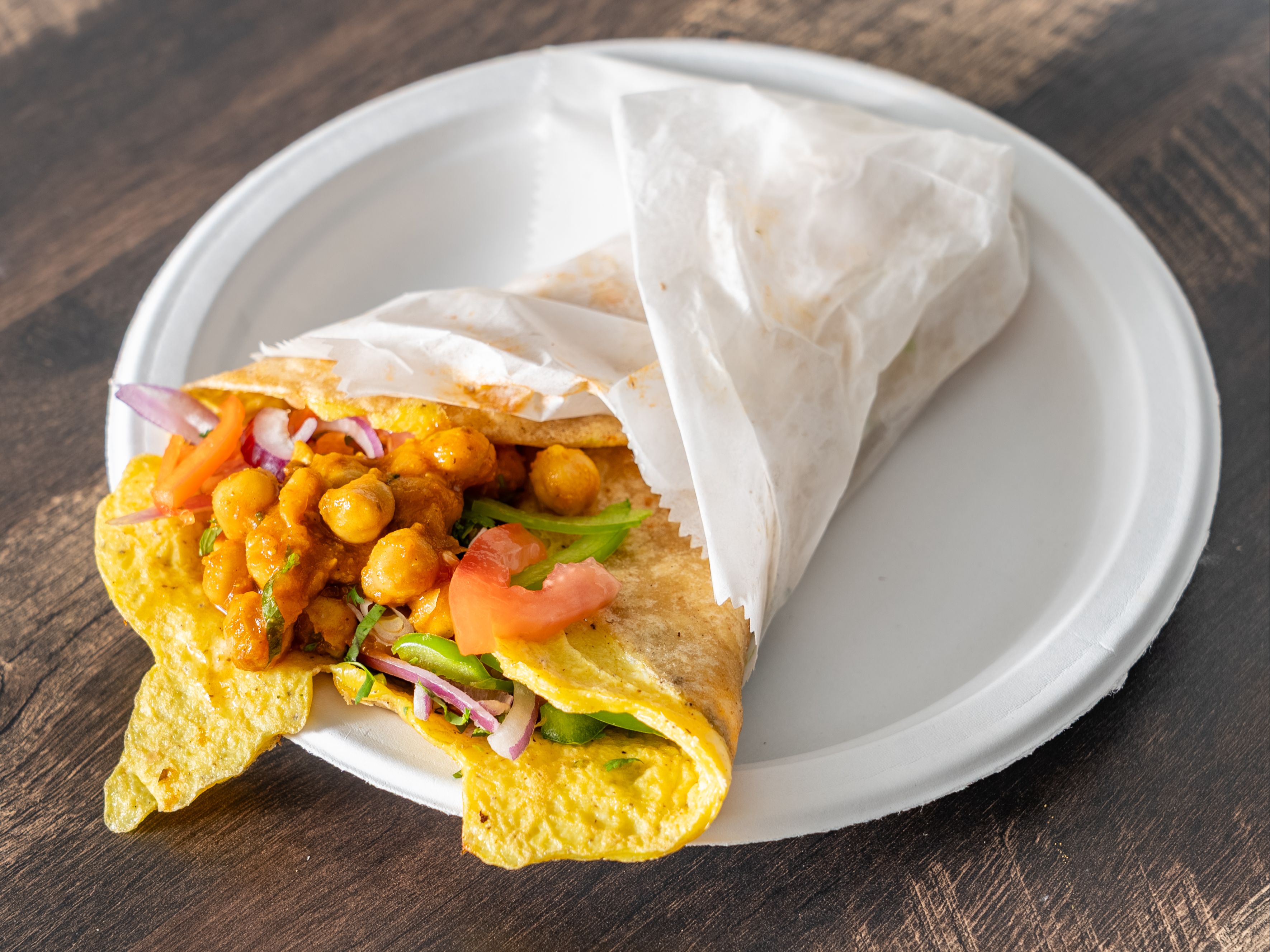 Egg Channa Masala Roll