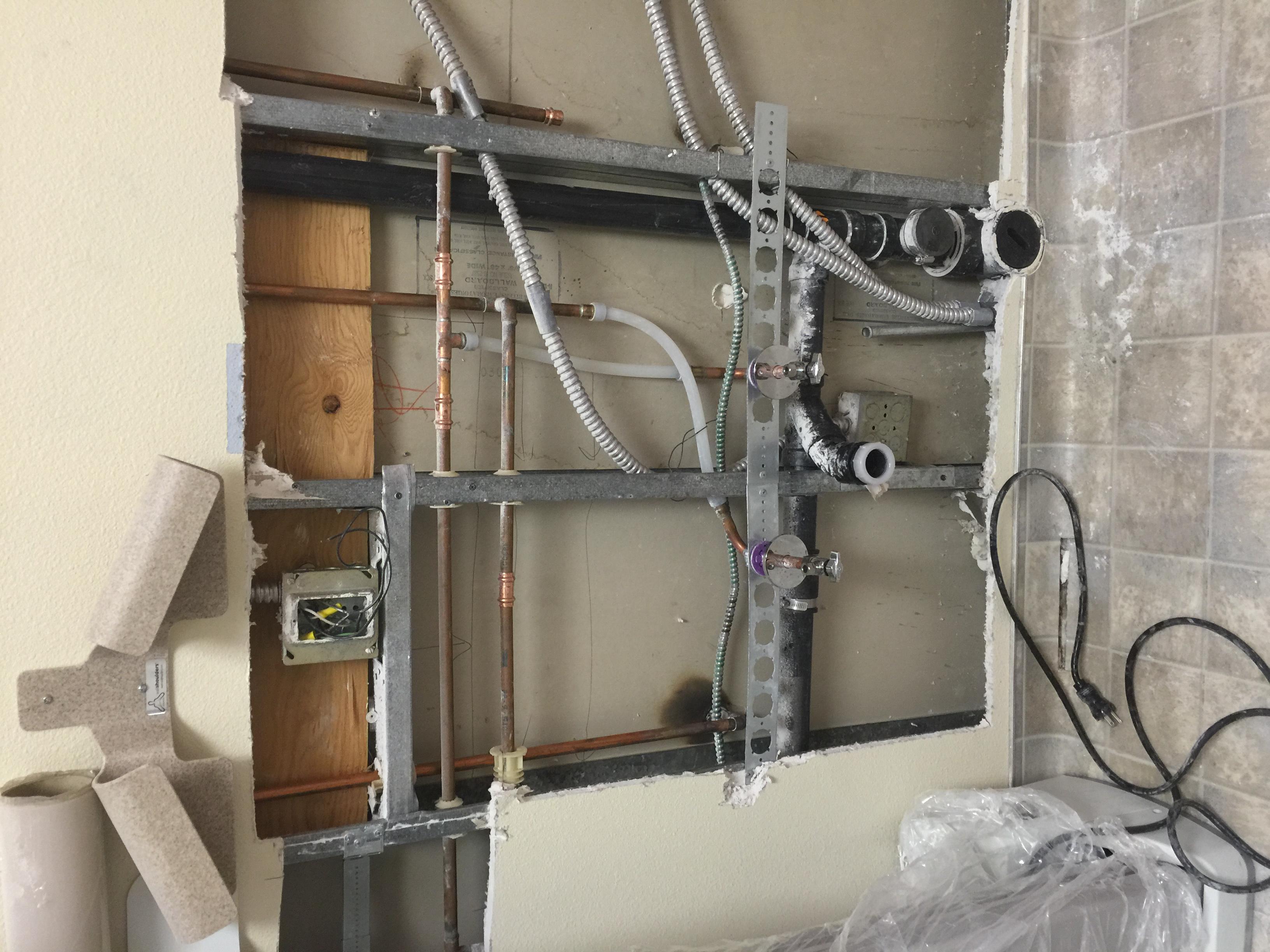 rough plumbing for a dentist sink with pex piping