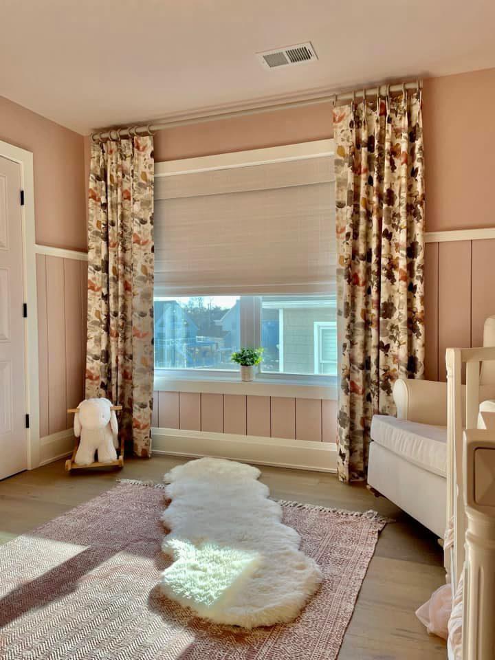 One of my favorites... woven woods & drapery for a toddlers room.