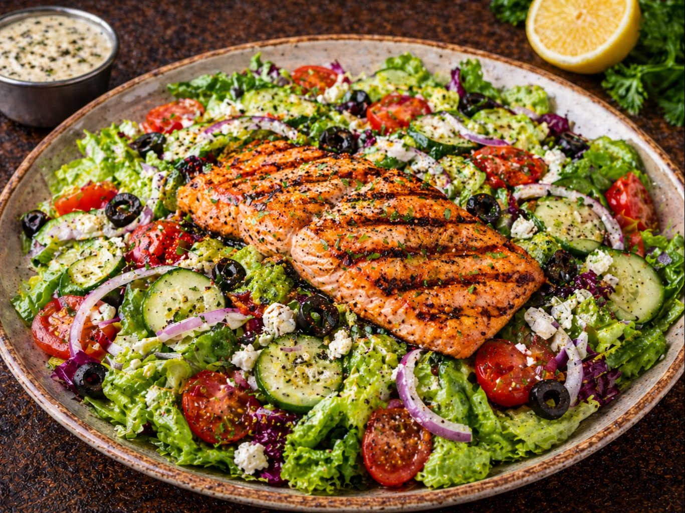 Salmon Kabob Salad