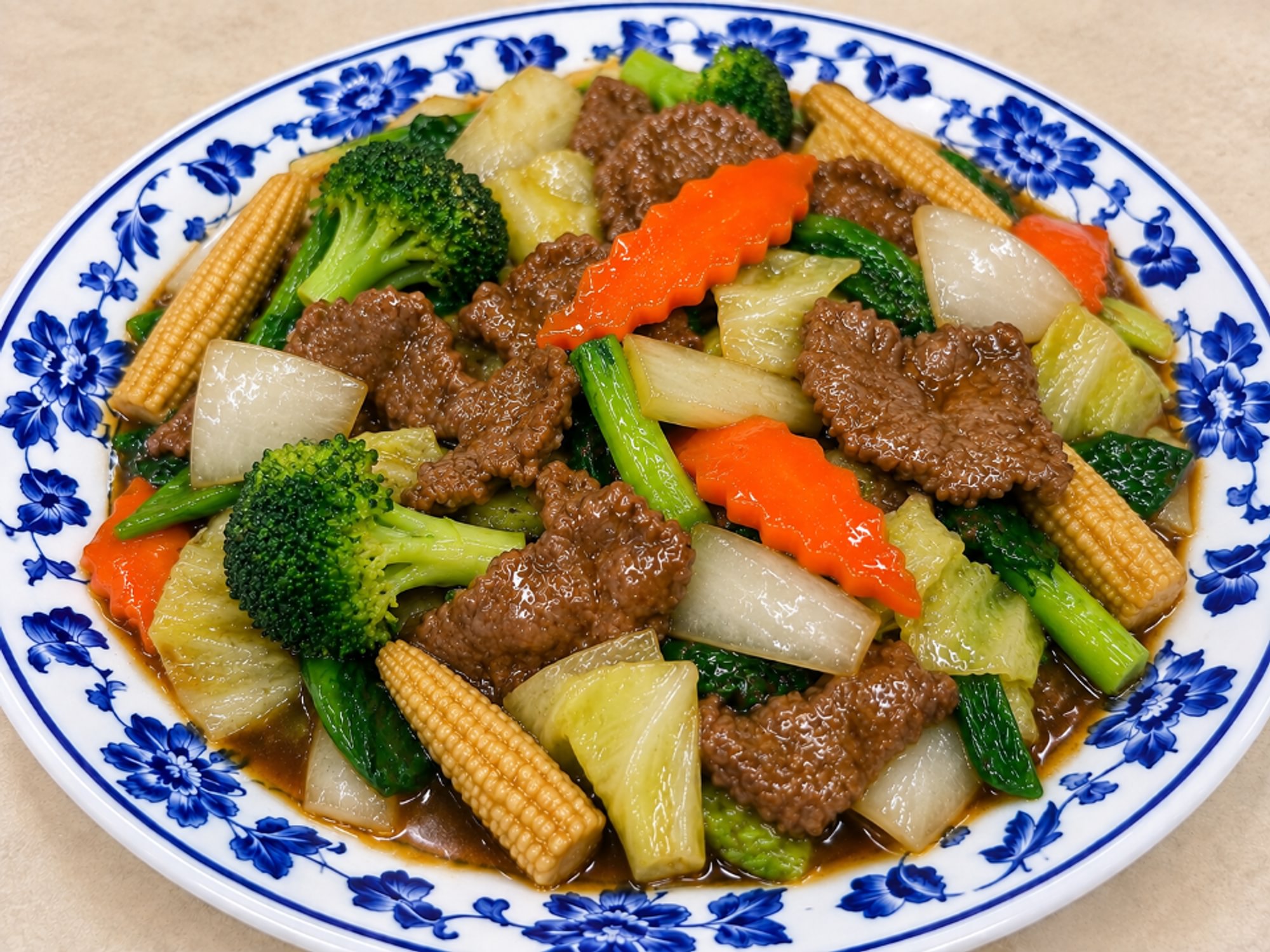 瓜菜豬/牛 96.Mixed vegetables with Pork/Beef