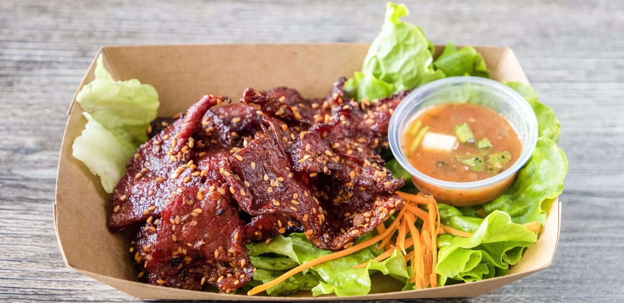 Heavenly jerky (seen savanh) W/sticky rice