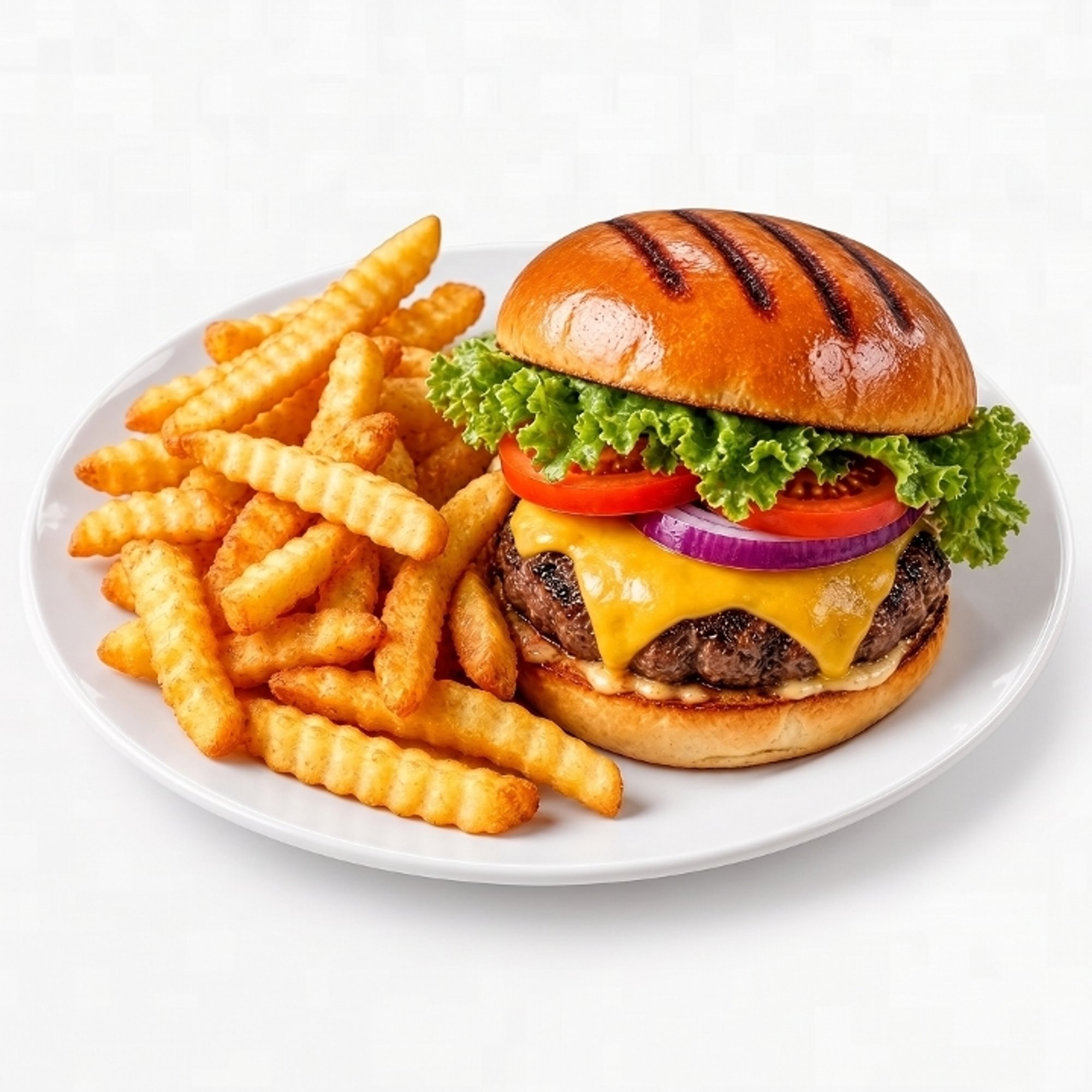 Halal Cheese Burger with Fries
