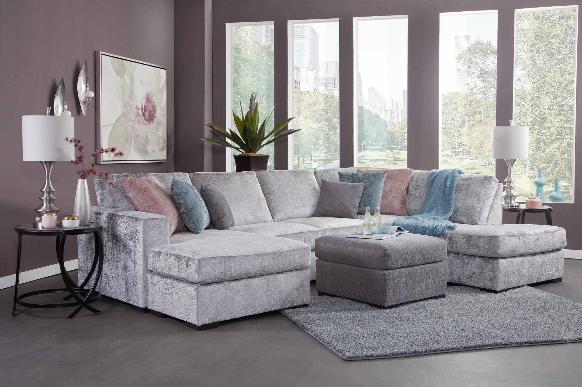 Teddy 2-Piece Sectional w/ Ottoman - Grey