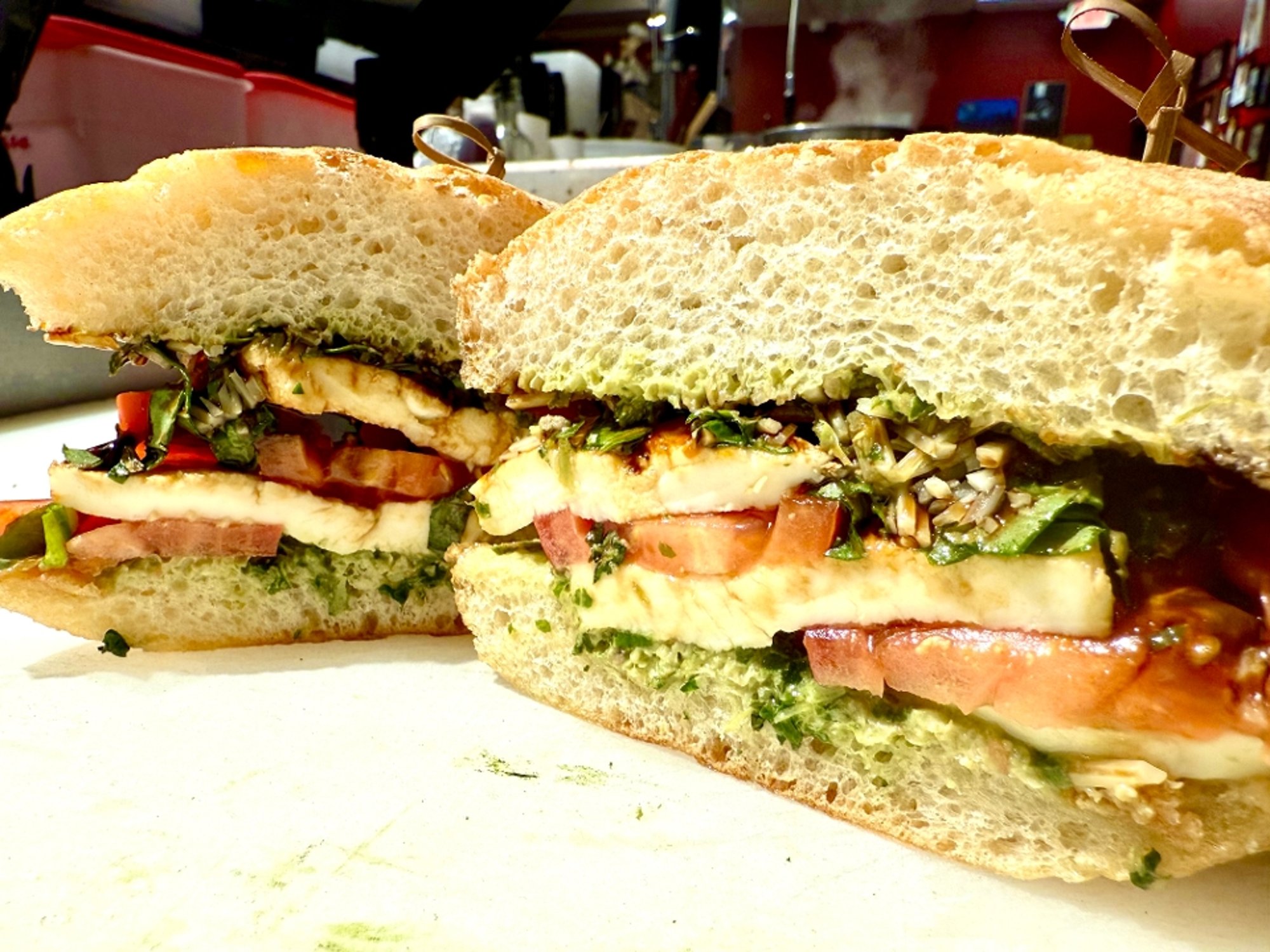 Balsamic Glazed Caprese Ciabatta (V)
