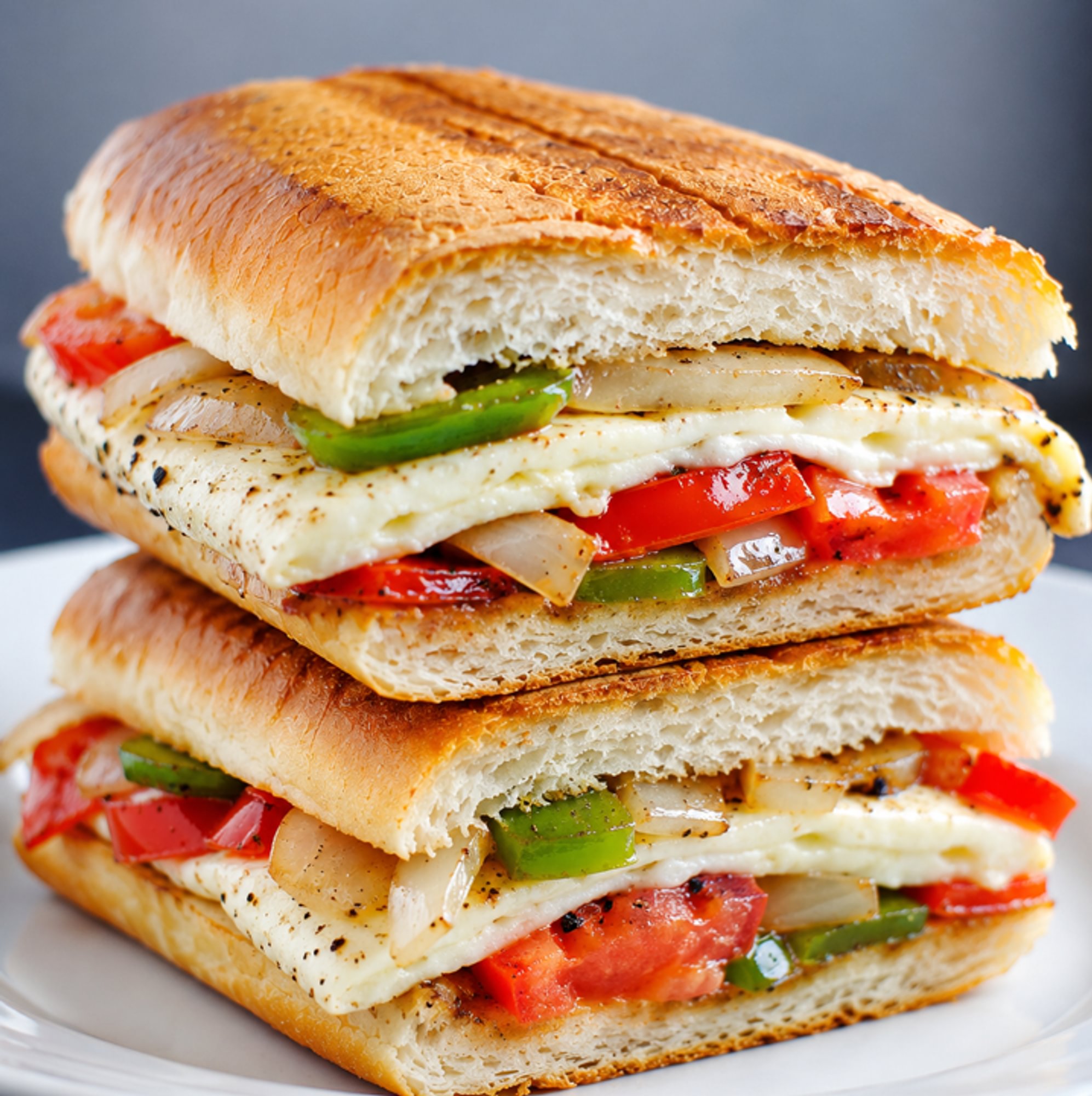 Egg White Sandwich with Onions, Bell Pepper & Tomatoes