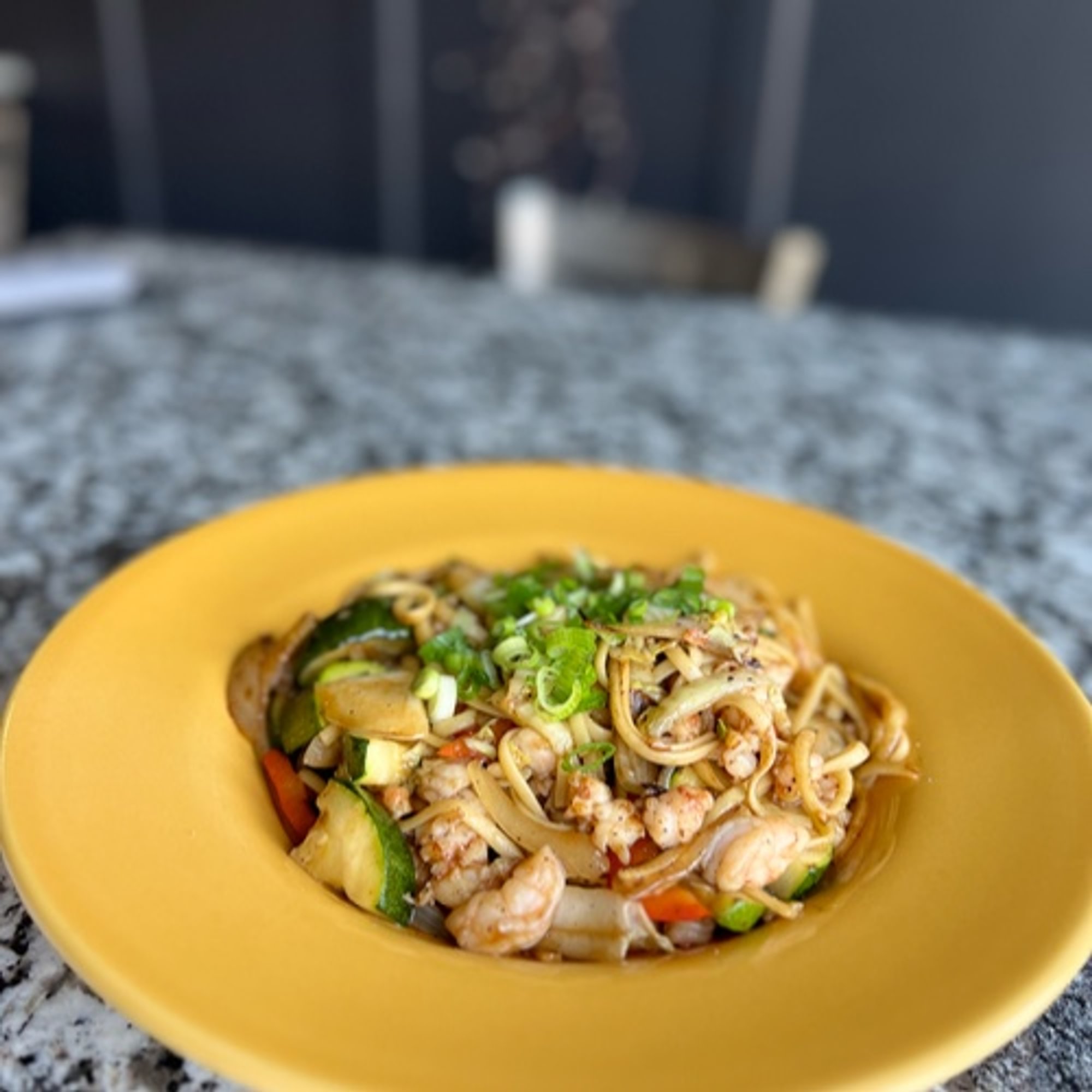 Asian Black Pepper Shrimp Pasta
