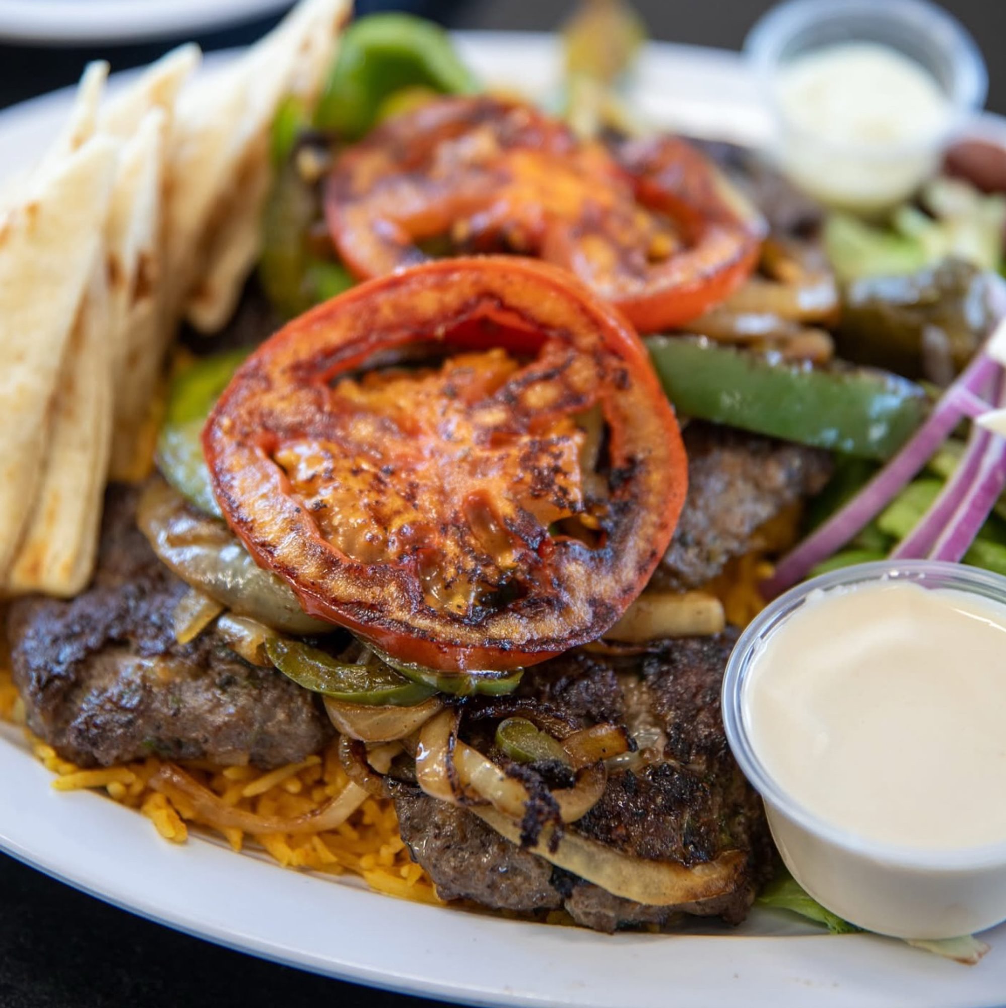 Grilled Beef Kufta Kebab Platter